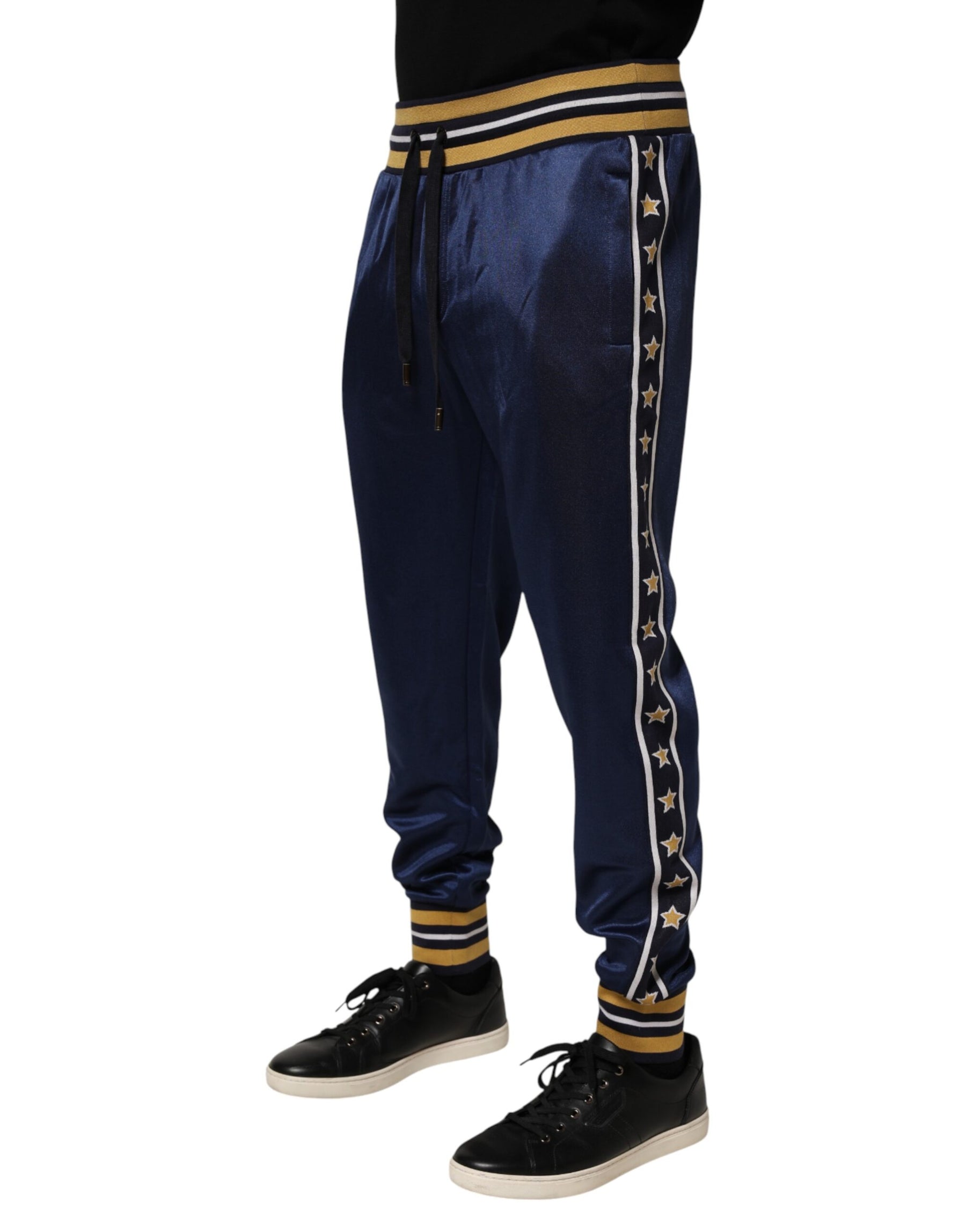 Dolce & Gabbana Blue Nylon Jogger Mid Waist Trouser Pants | Regal Royce