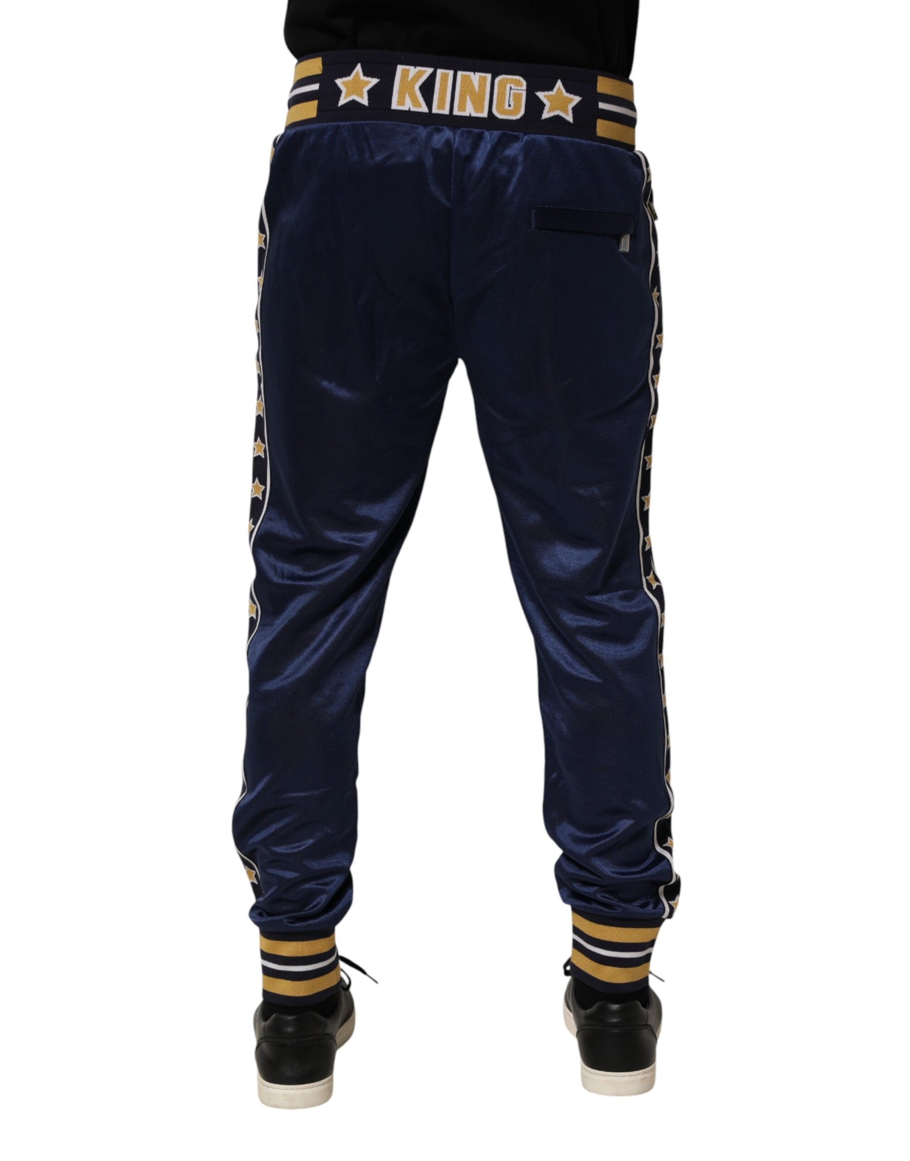 Dolce & Gabbana Blue Nylon Jogger Mid Waist Trouser Pants | Regal Royce