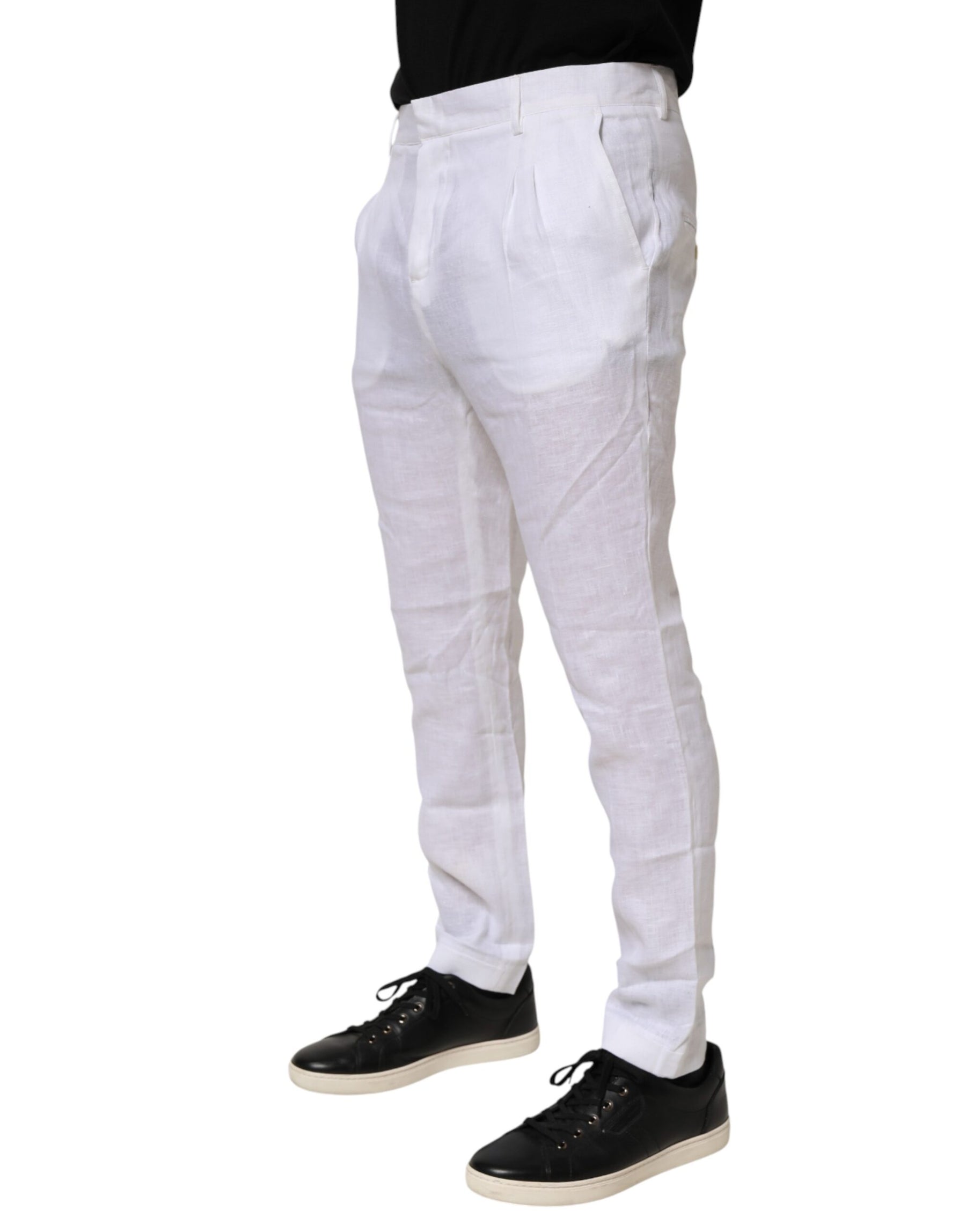 Daniele Alessandrini White Linen Formal Dress Trouser Pants | Regal Royce