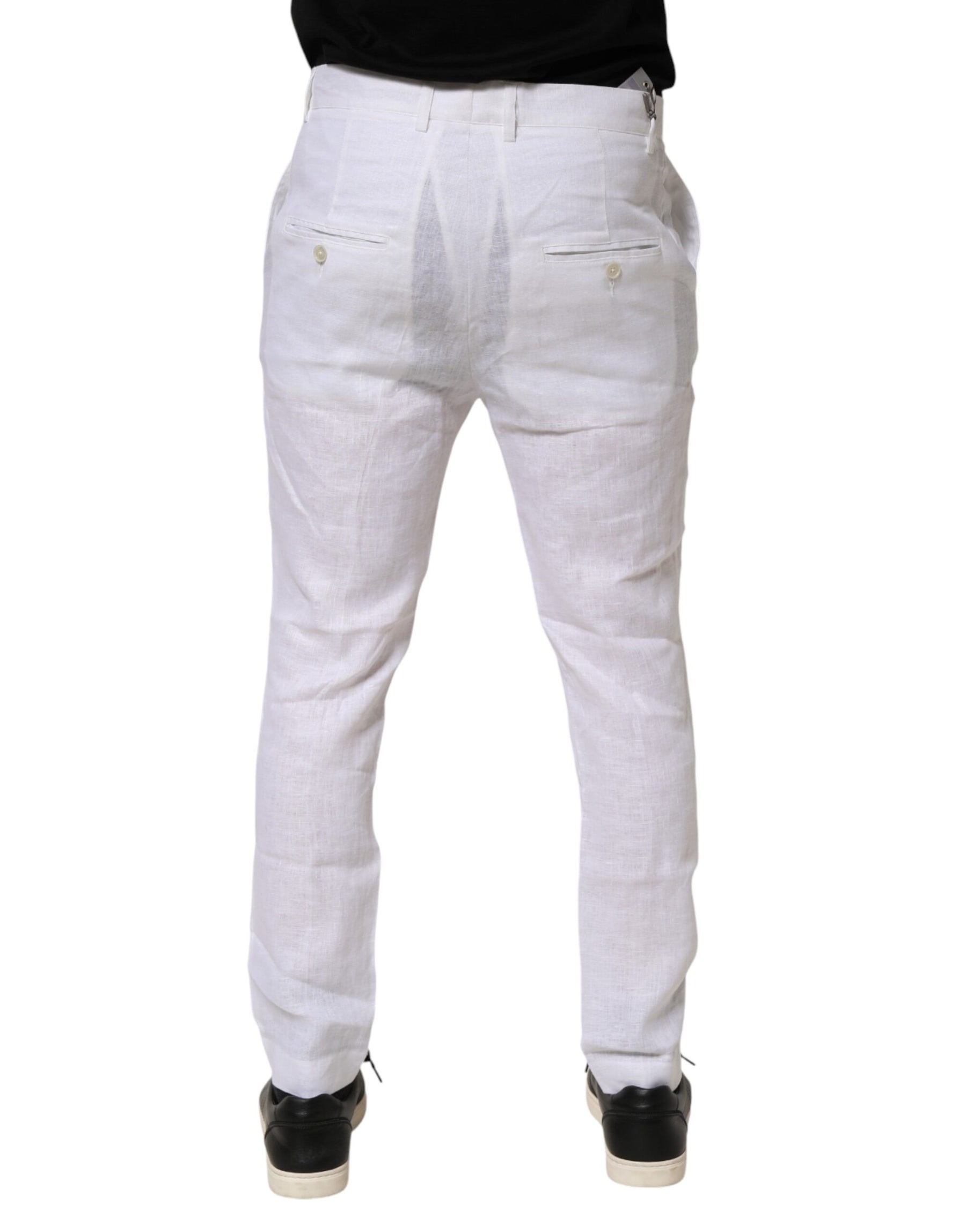 Daniele Alessandrini White Linen Formal Dress Trouser Pants | Regal Royce