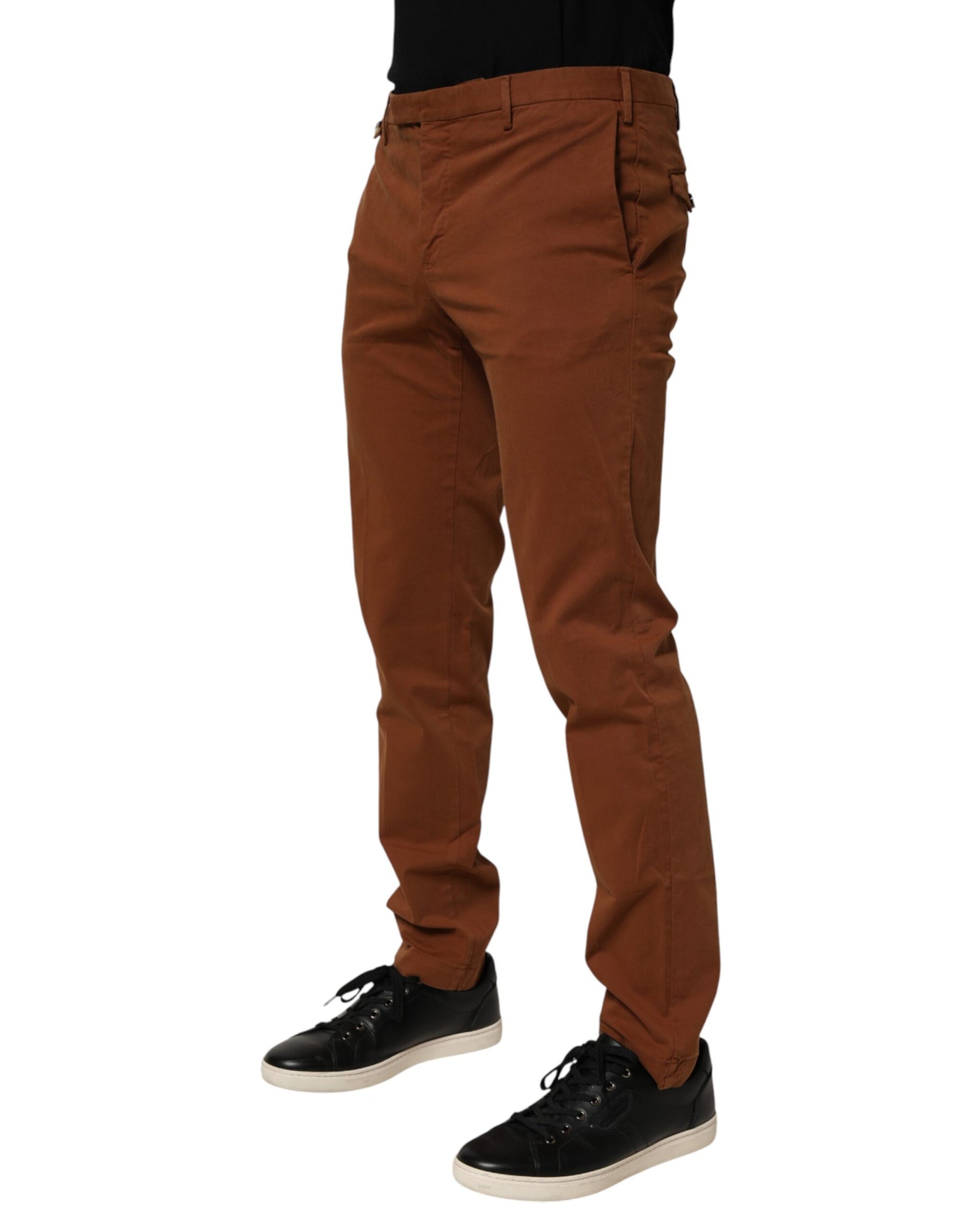 PT Torino Brown Men Skinny Chino Mid Waist Trouser Pants | Regal Royce