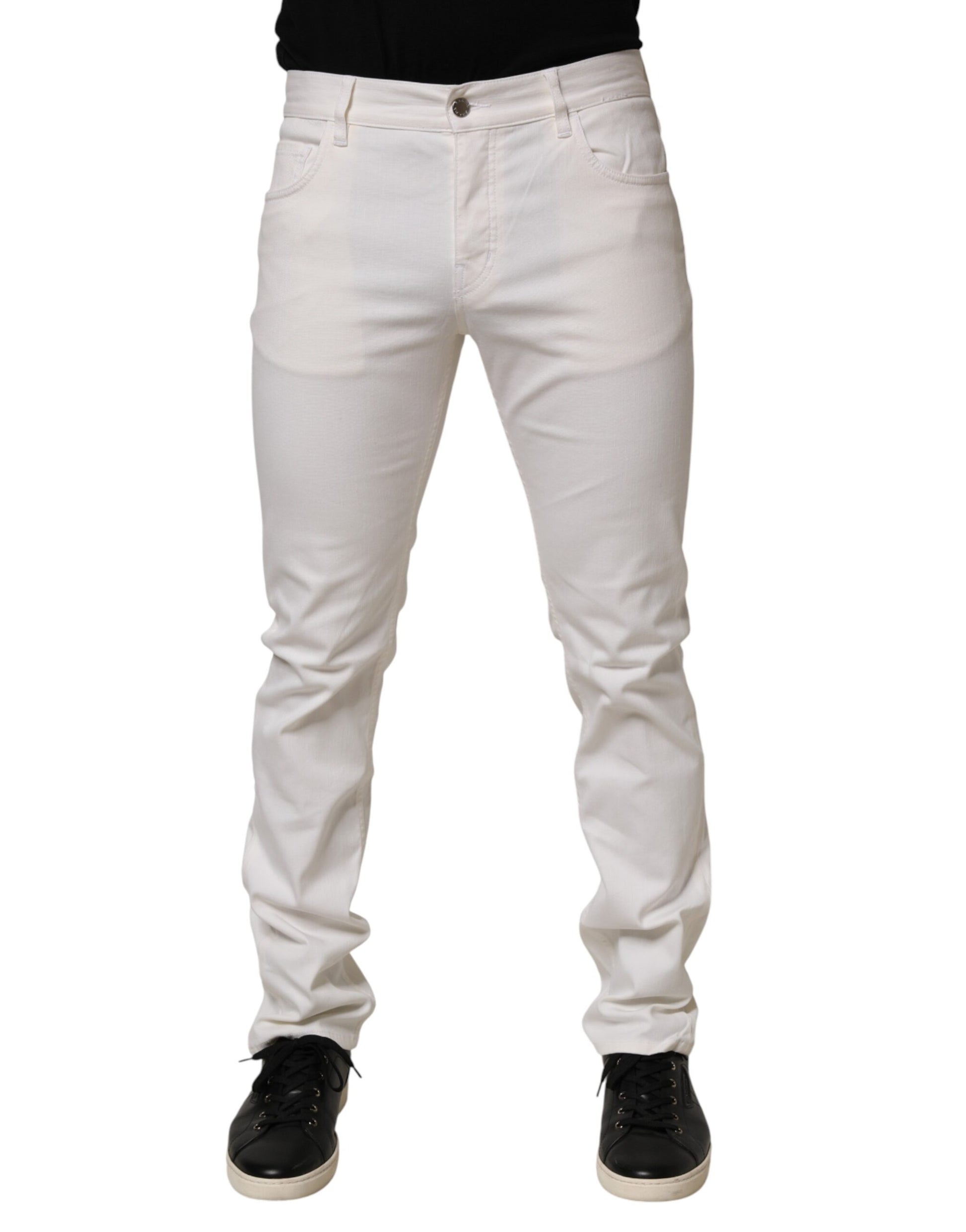 Prada White Mid Waist Skinny Fit Denim Casual Trouser Jeans
