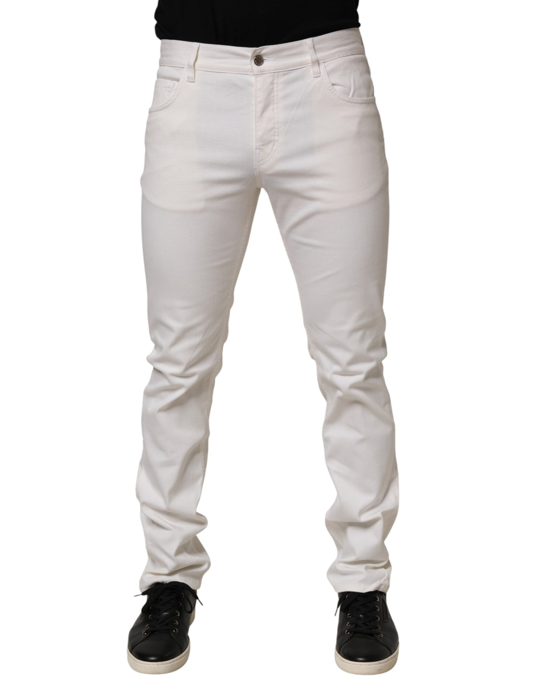 Prada White Mid Waist Skinny Fit Denim Casual Trouser Jeans | Regal Royce