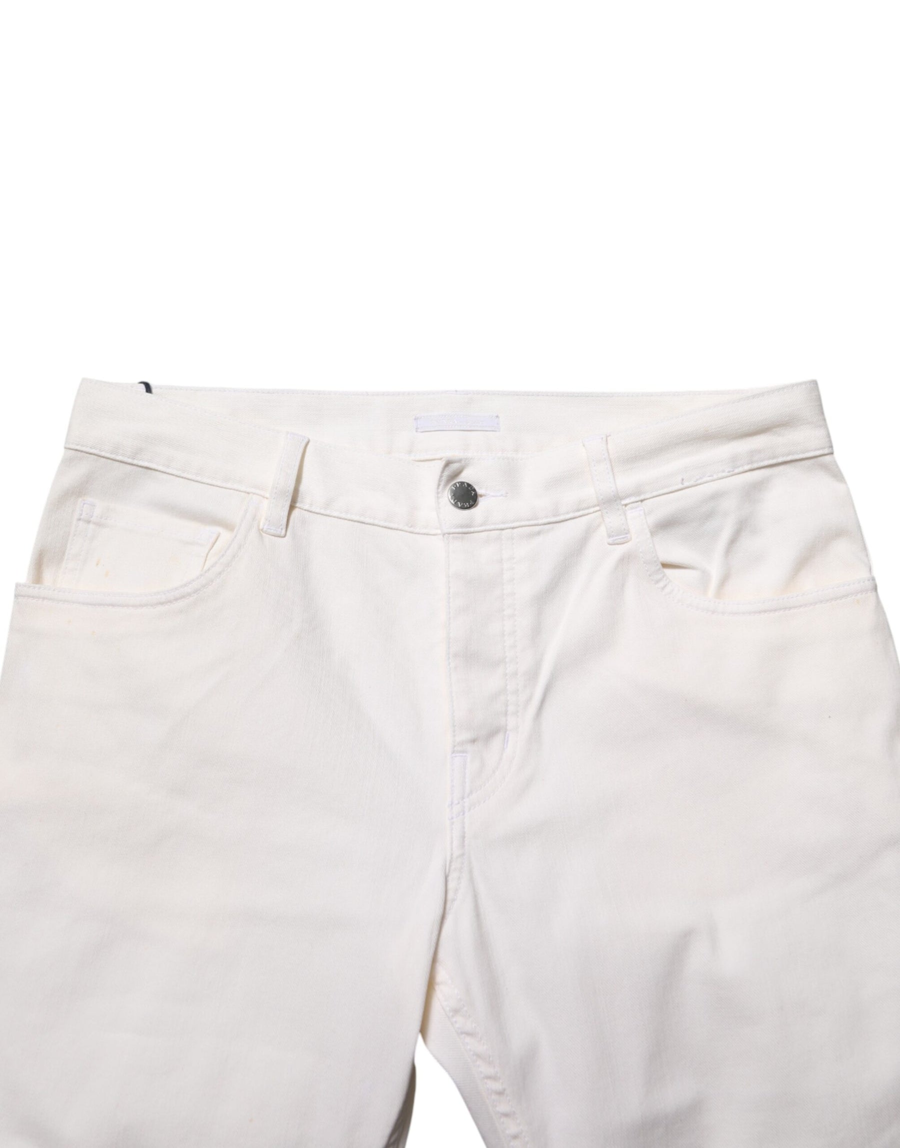 Prada White Mid Waist Skinny Fit Denim Casual Trouser Jeans | Regal Royce