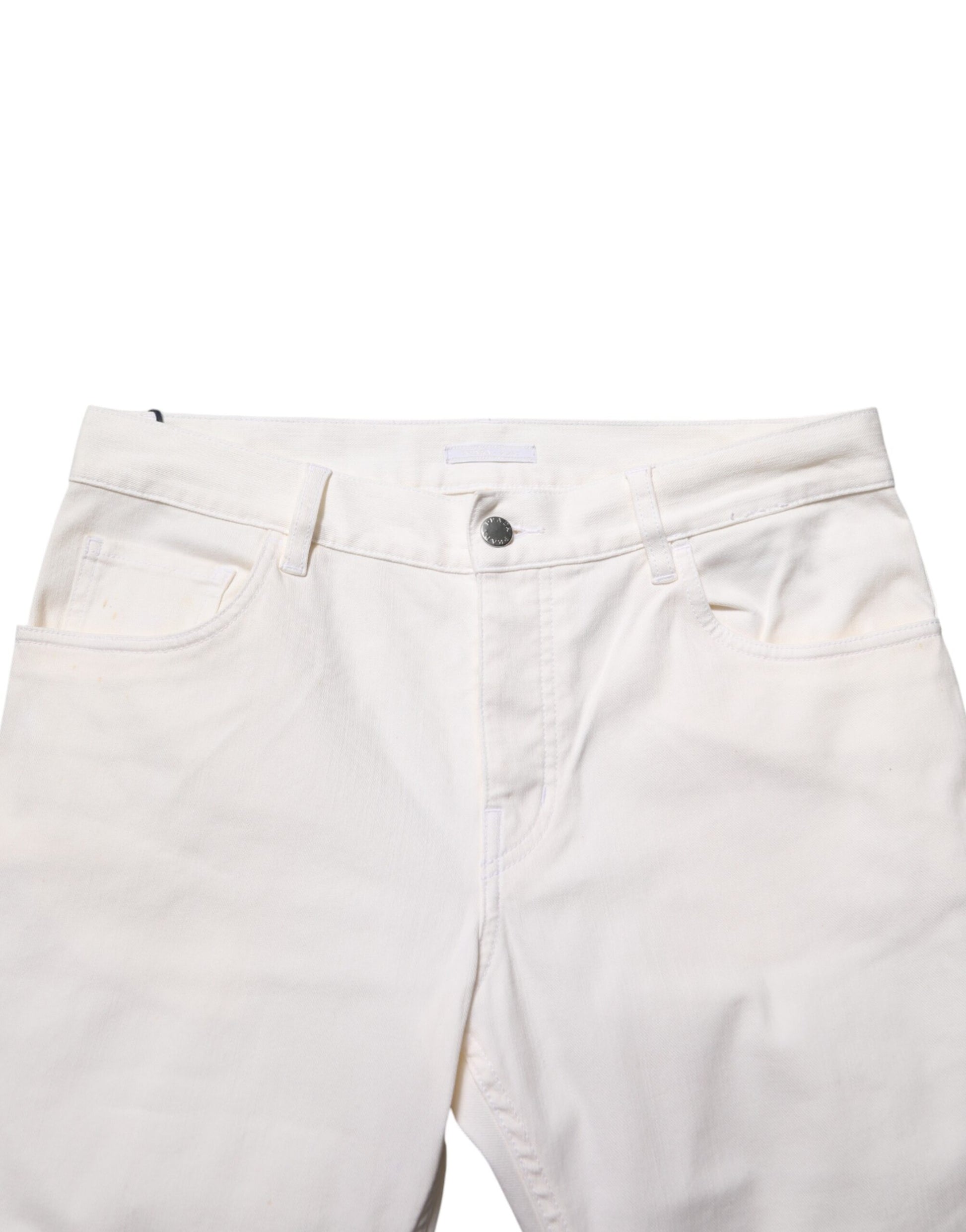 Prada White Mid Waist Skinny Fit Denim Casual Trouser Jeans