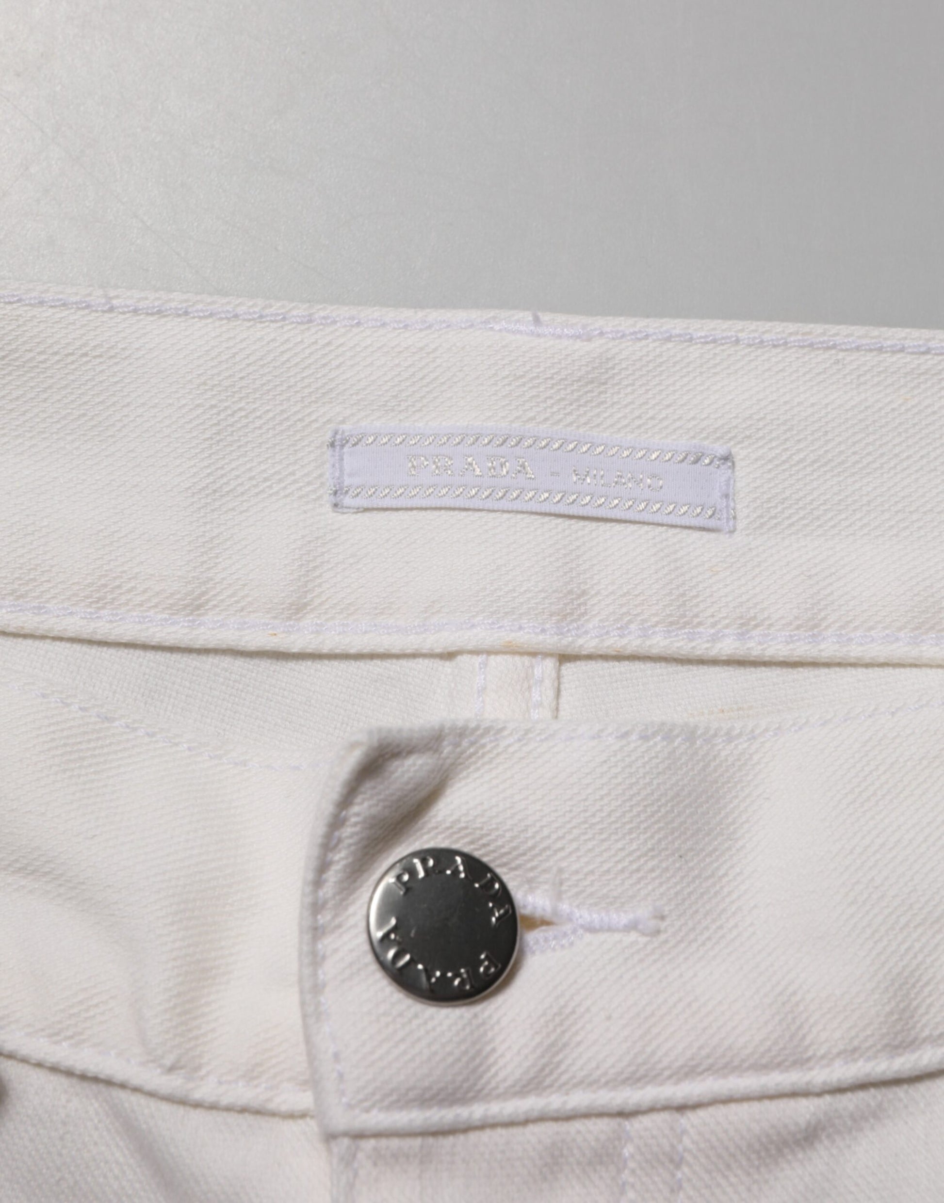 Prada White Mid Waist Skinny Fit Denim Casual Trouser Jeans