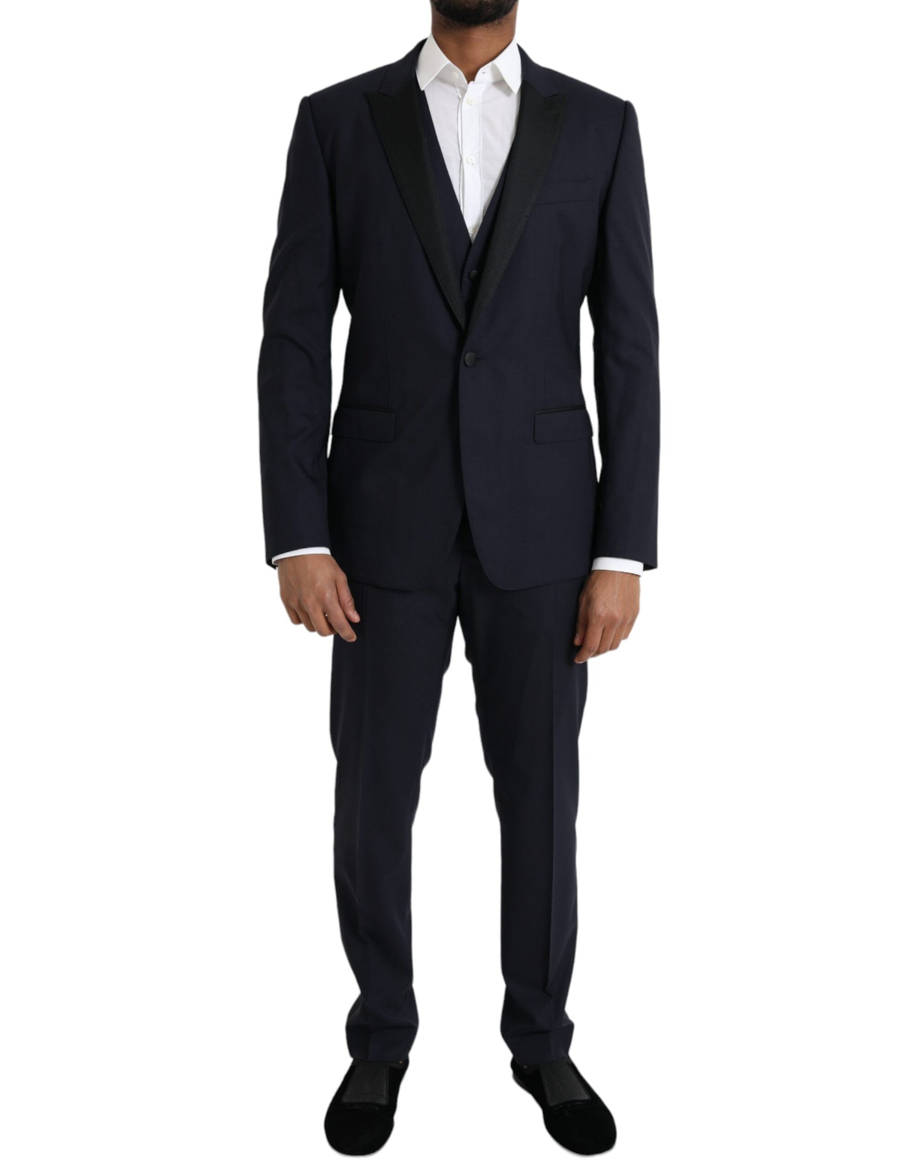Dolce & Gabbana Blue Wool MARTINI 1 Button Men 3 Piece Suit | Regal Royce