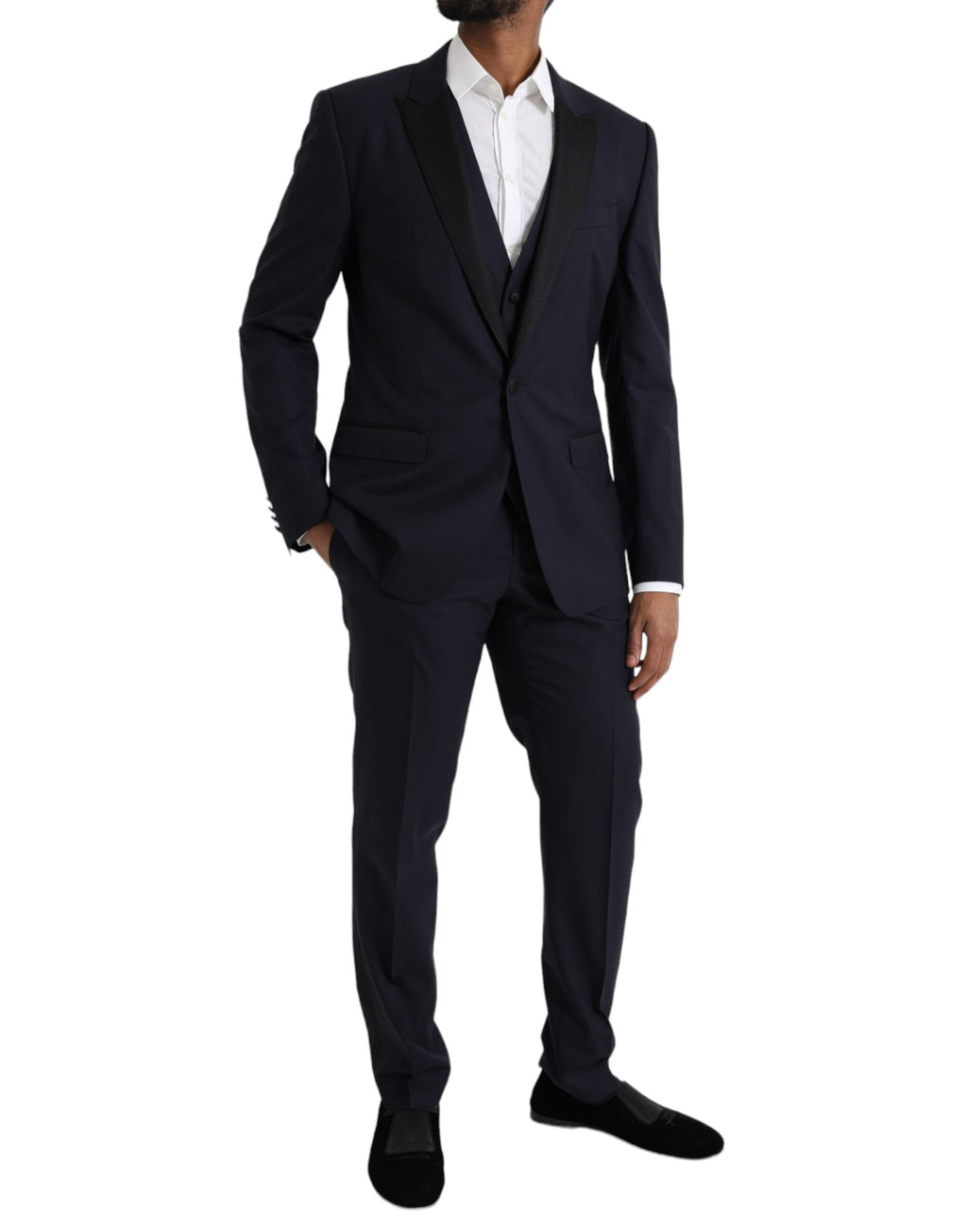 Dolce & Gabbana Blue Wool MARTINI 1 Button Men 3 Piece Suit