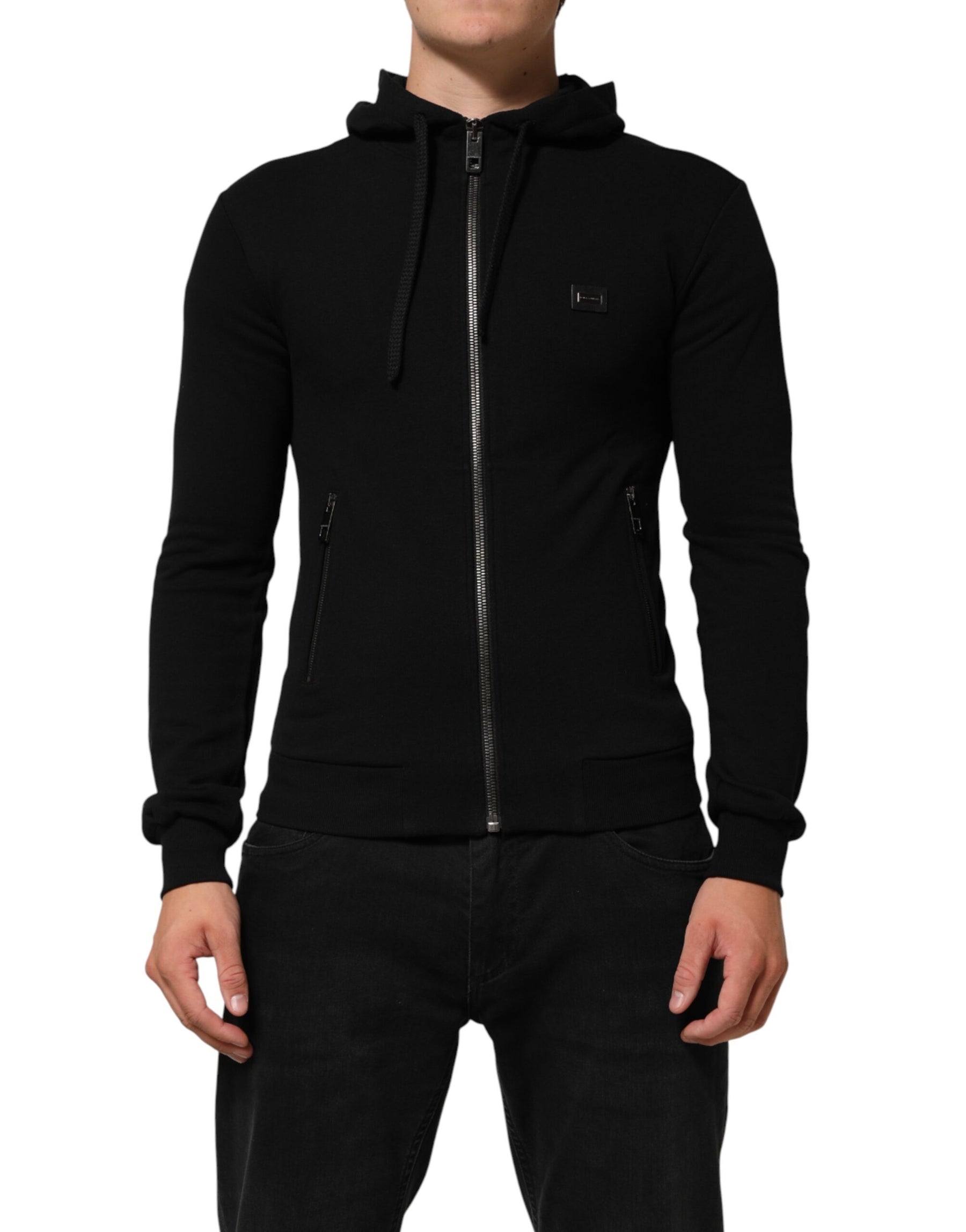 Dolce & Gabbana Sweater Black Cotton Hooded Men Sweatshirt Sweater | Regal Royce