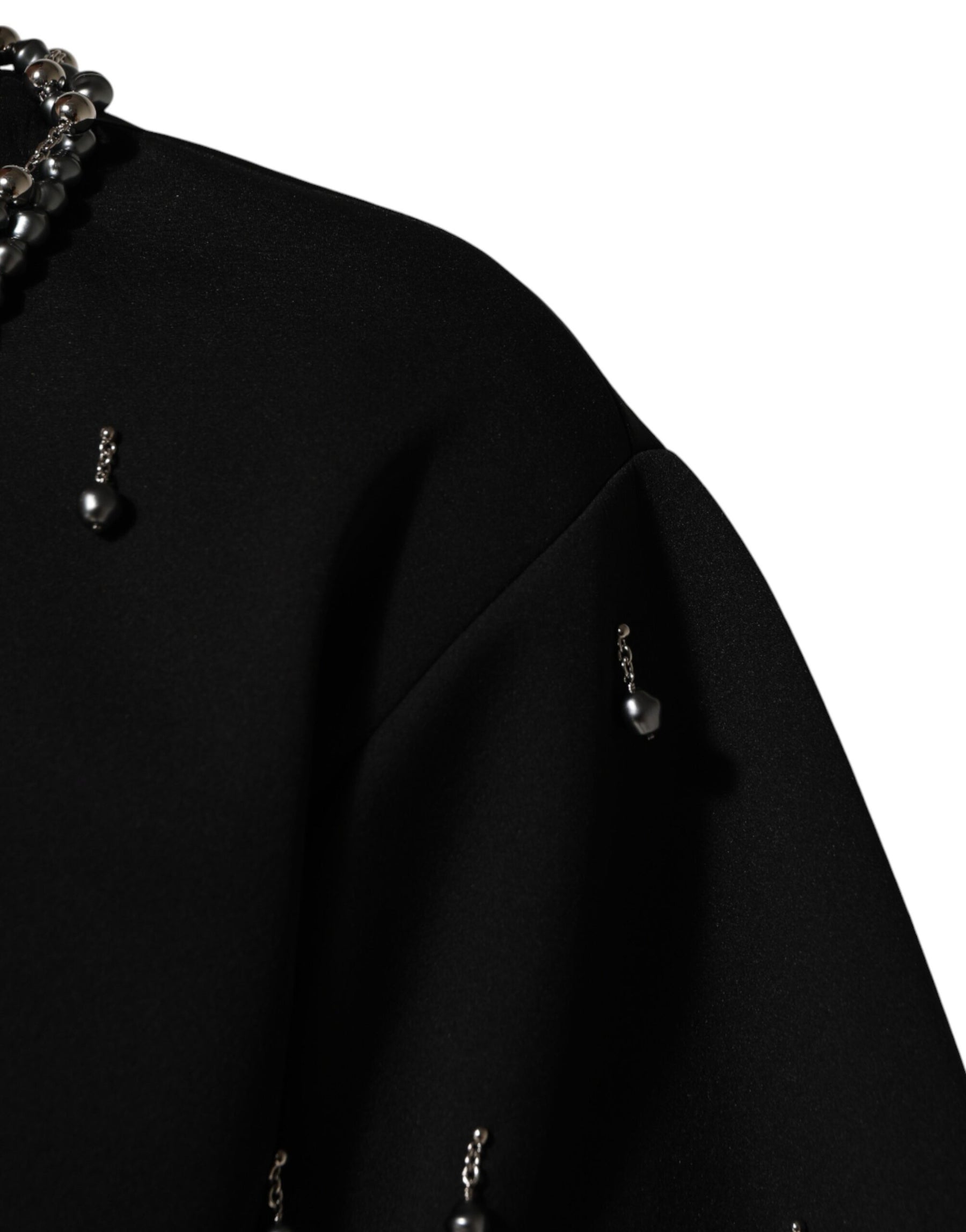Dolce & Gabbana Black Polyester Necklace Embellished T-shirt | Regal Royce