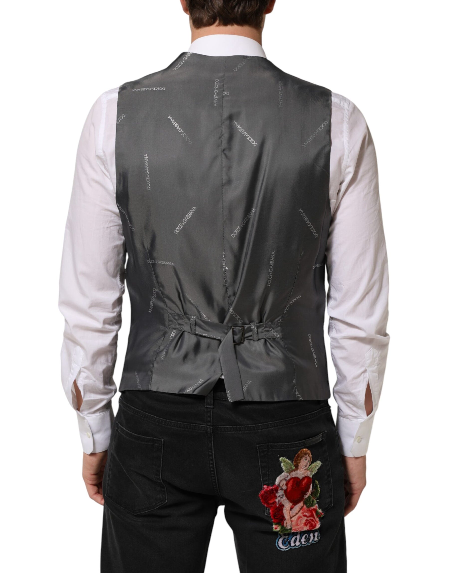 Dolce & Gabbana Black Cotton Waistcoat Dress Men Formal Vest | Regal Royce