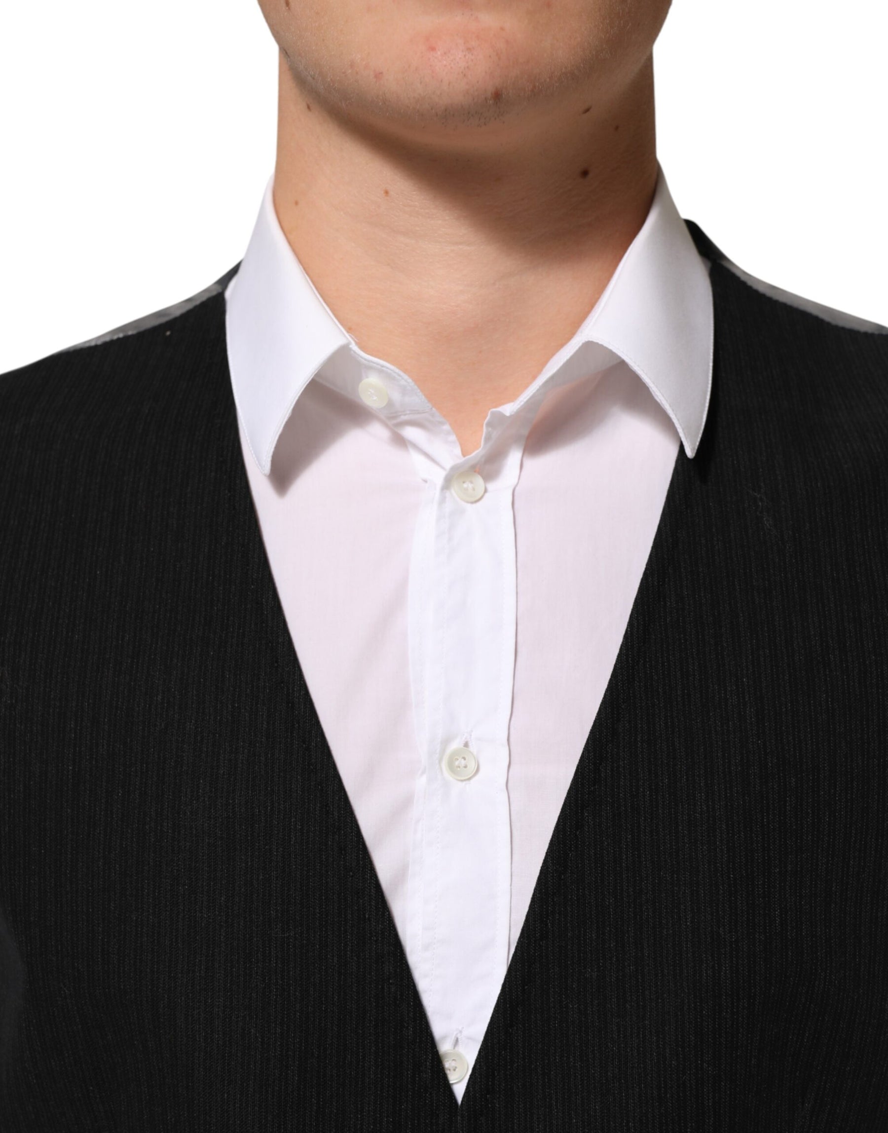 Dolce & Gabbana Black Cotton Waistcoat Dress Men Formal Vest | Regal Royce
