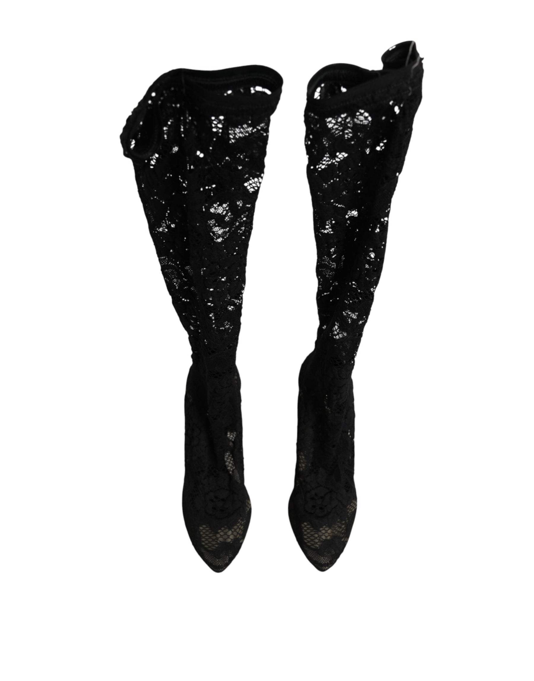 Dolce & Gabbana Black Pumps Taormina Lace Socks Boots Shoes | Regal Royce