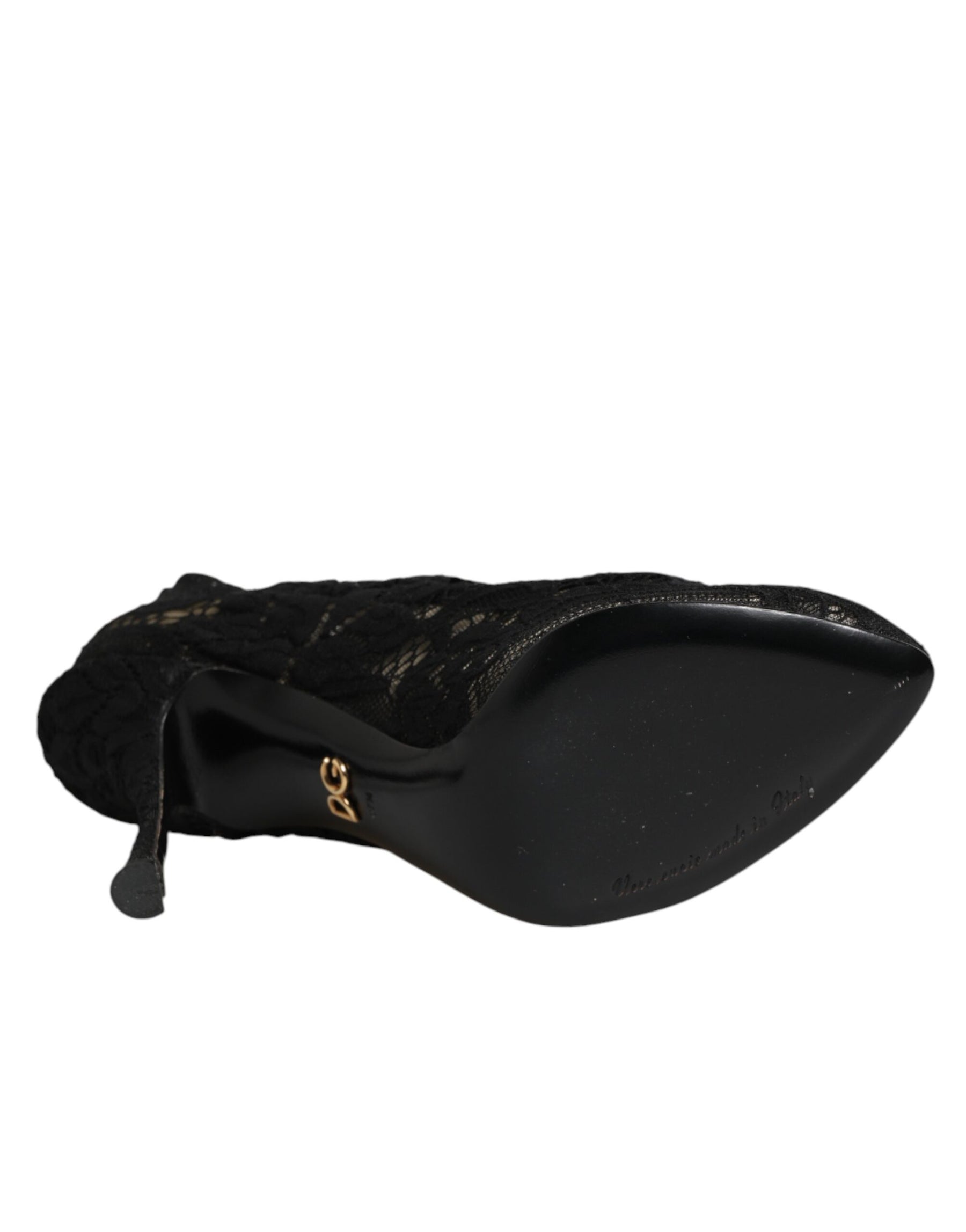 Dolce & Gabbana Black Pumps Taormina Lace Socks Boots Shoes | Regal Royce