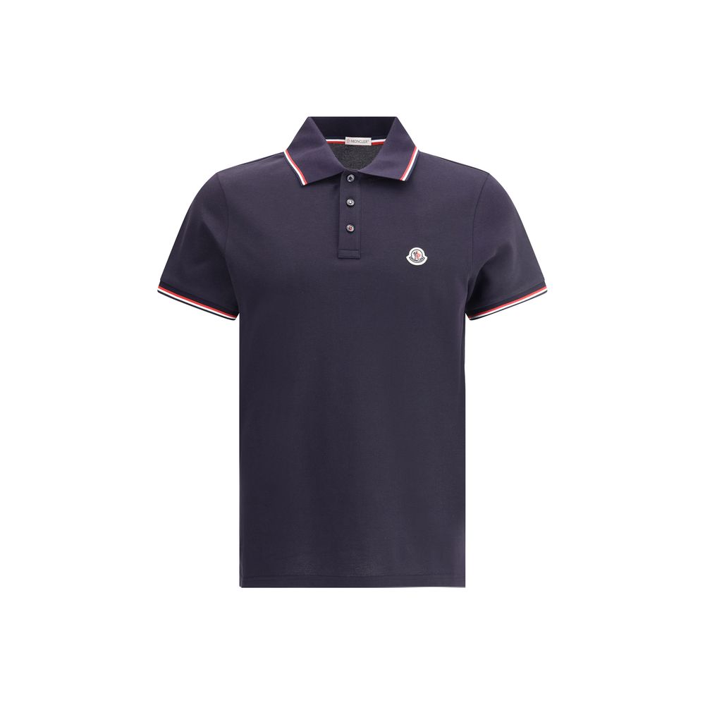 Moncler Blue Cotton Polo Shirt