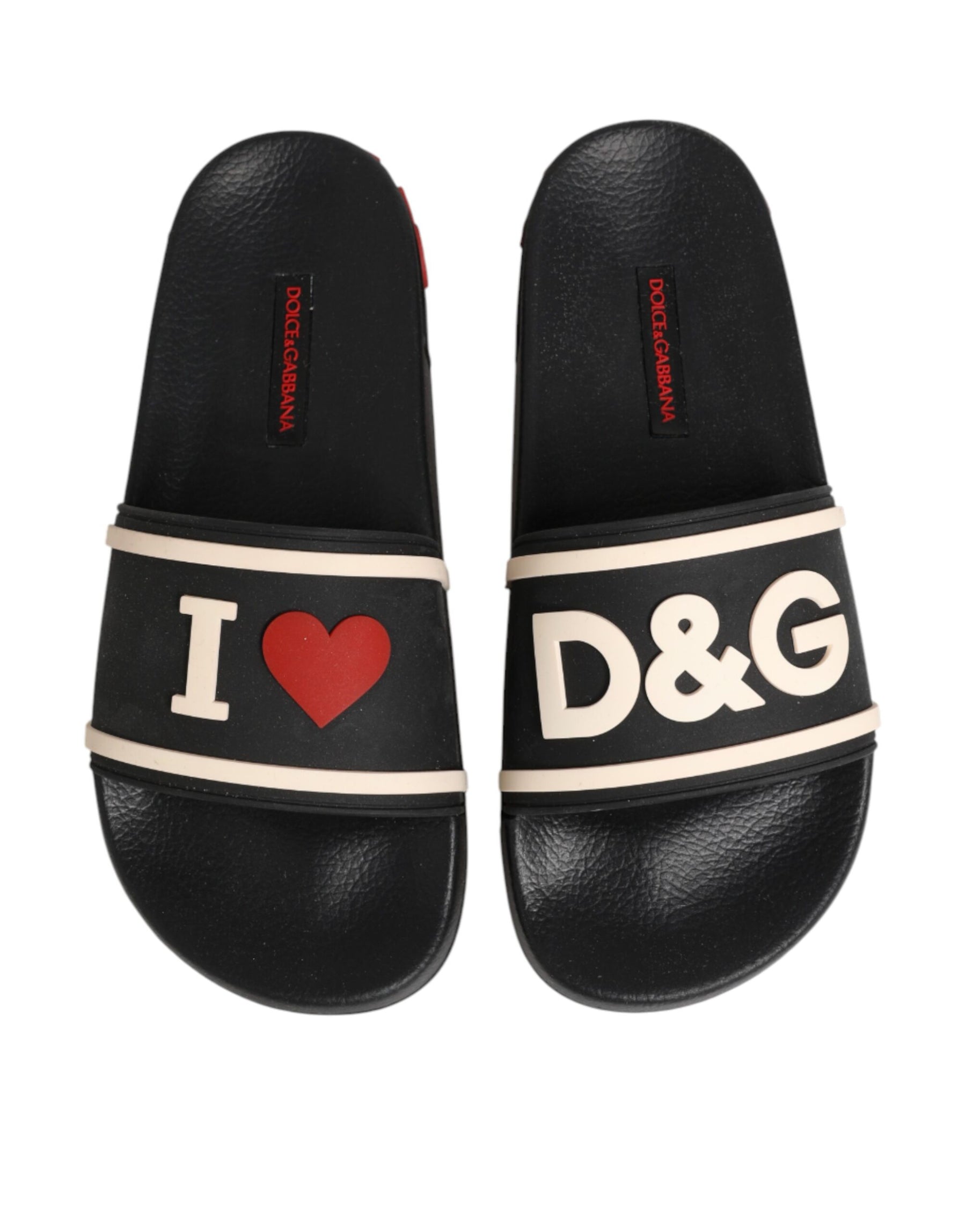 Dolce & Gabbana Black Rubber Slides Sandals Beachwear Shoes | Regal Royce