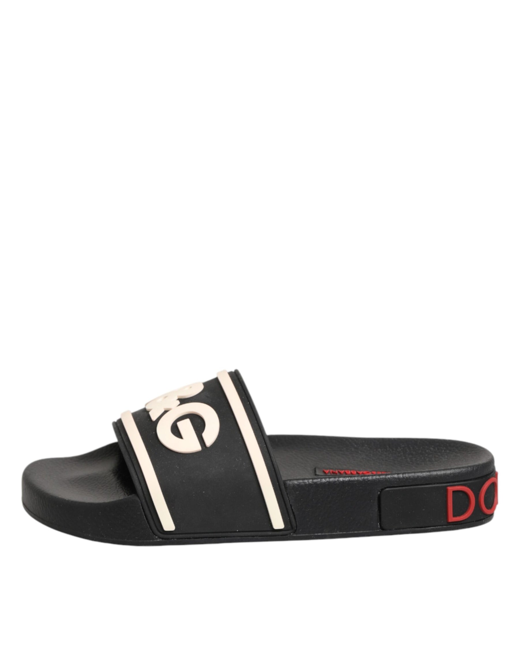 Dolce & Gabbana Black Rubber Slides Sandals Beachwear Shoes | Regal Royce