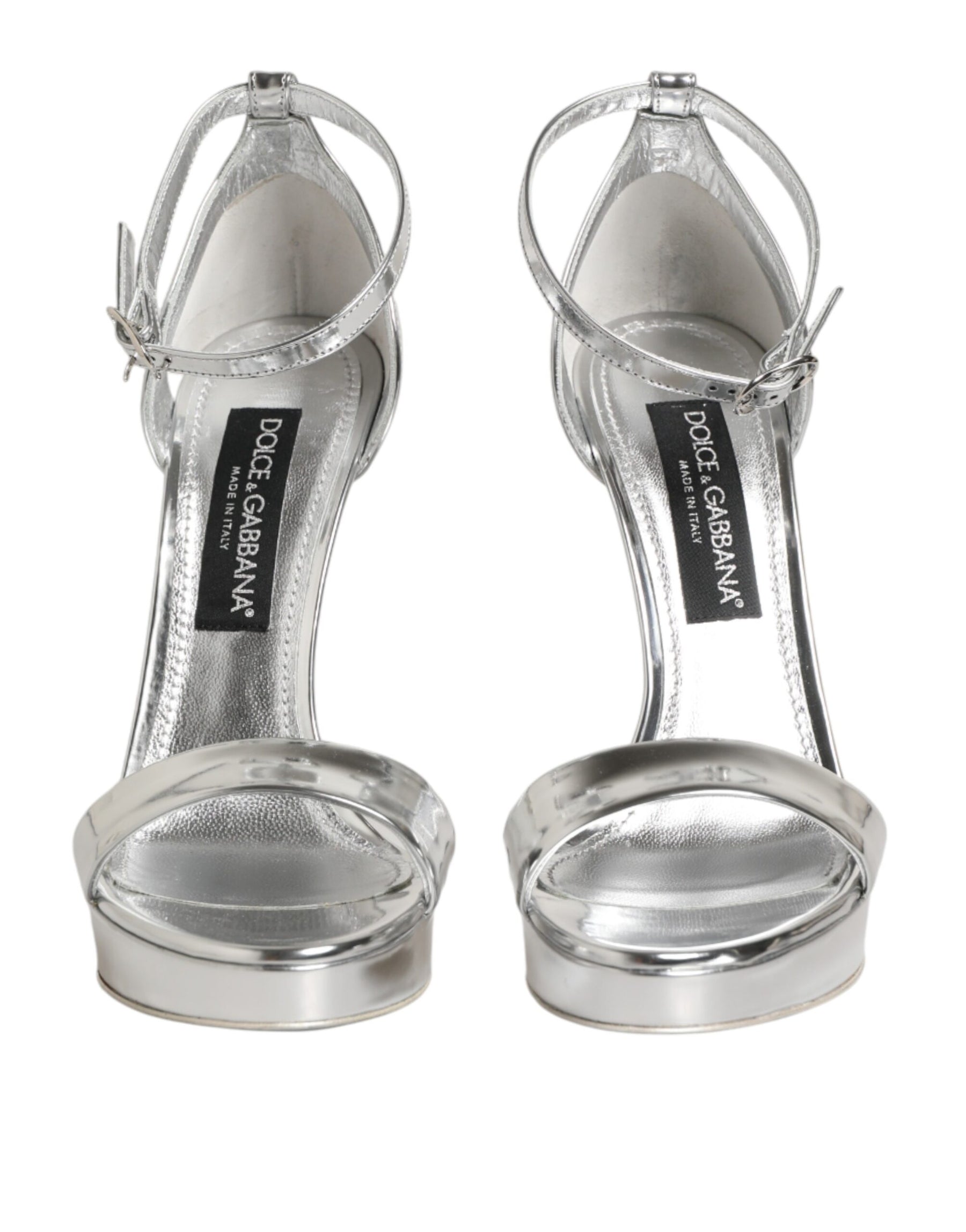 Dolce & Gabbana Silver Leather Platform Keira Sandals Shoes | Regal Royce