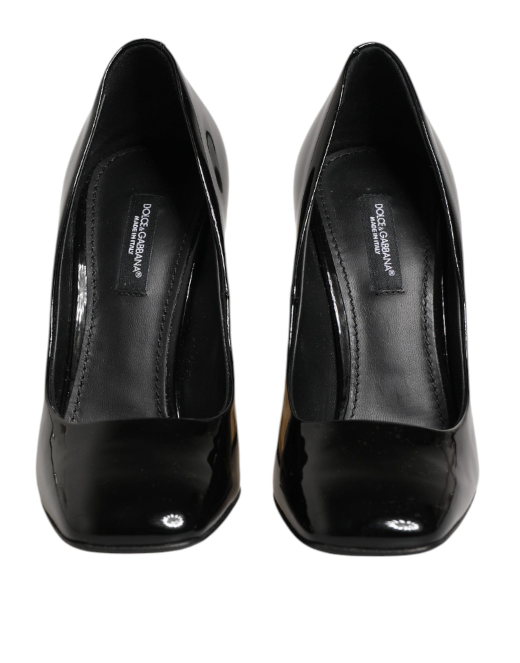 Dolce & Gabbana Black Gold Patent Leather Logo Heels Pumps Shoes | Regal Royce