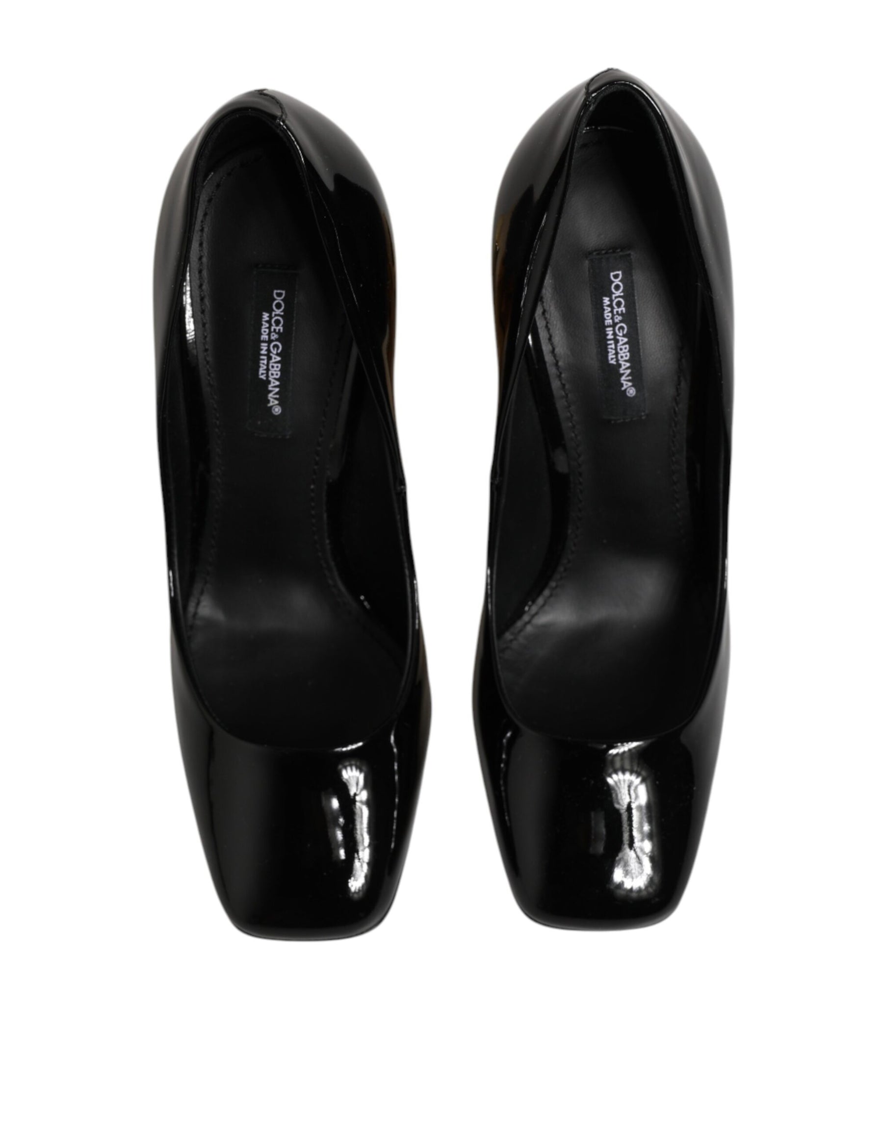 Dolce & Gabbana Black Gold Patent Leather Logo Heels Pumps Shoes | Regal Royce