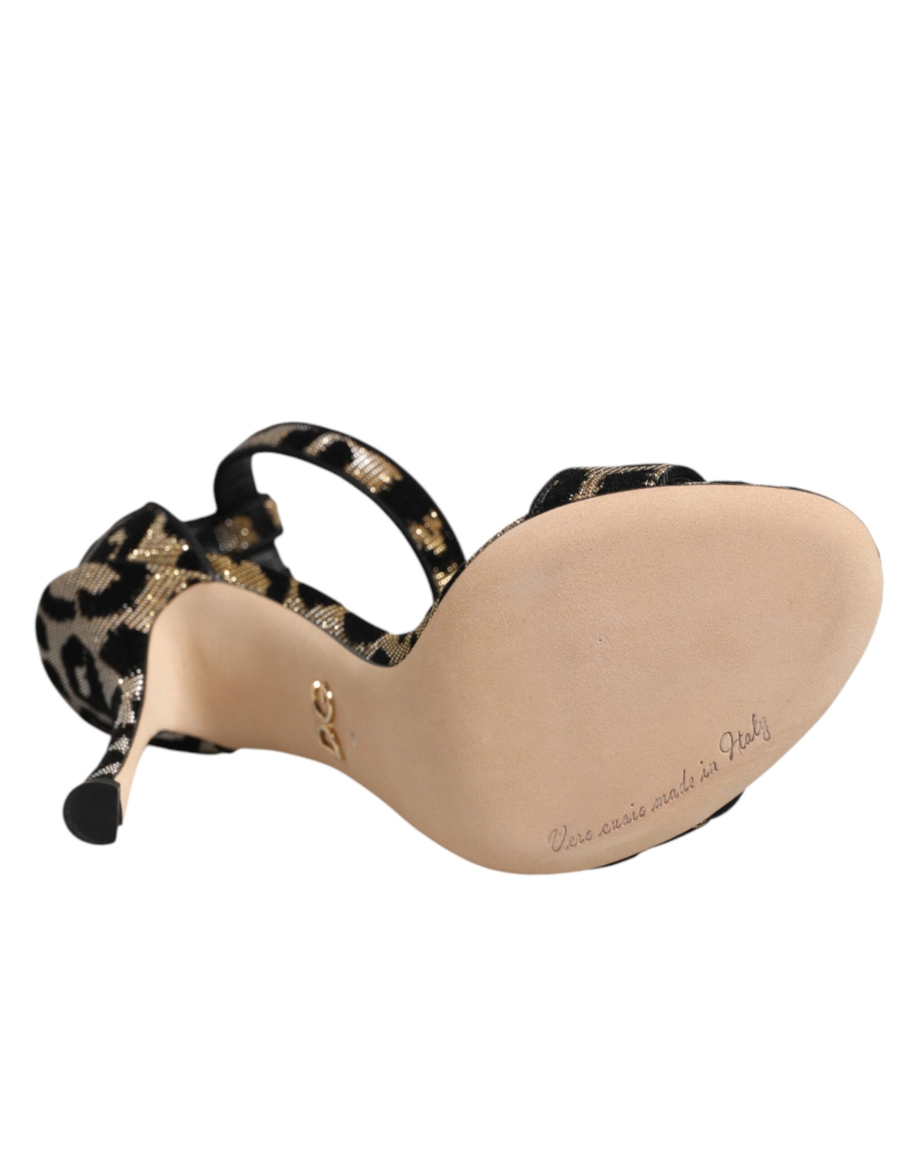 Dolce & Gabbana Gold Leopard Ankle Strap Heels Sandals Shoes | Regal Royce