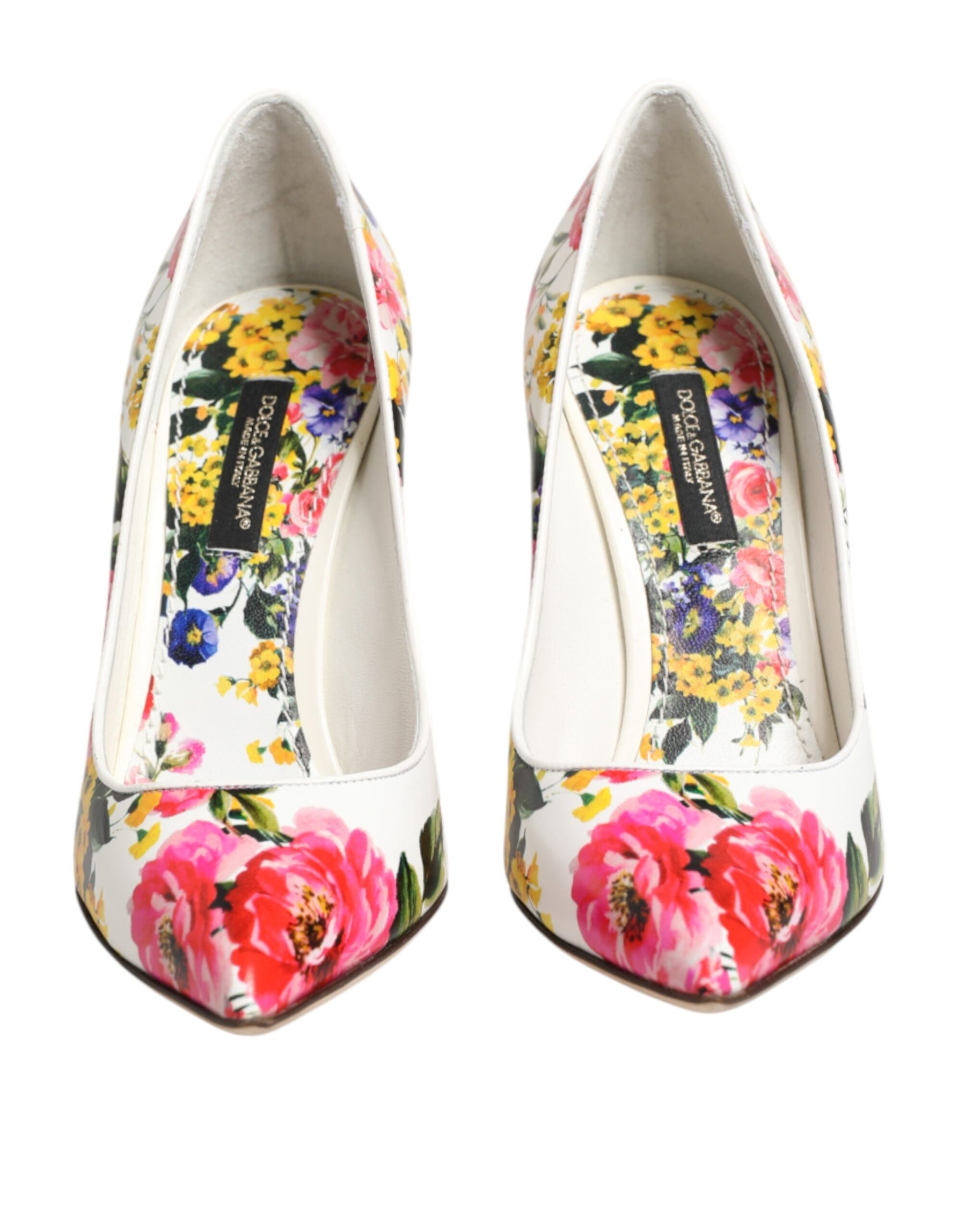Dolce & Gabbana White Floral Leather High Heels Pumps Shoes | Regal Royce