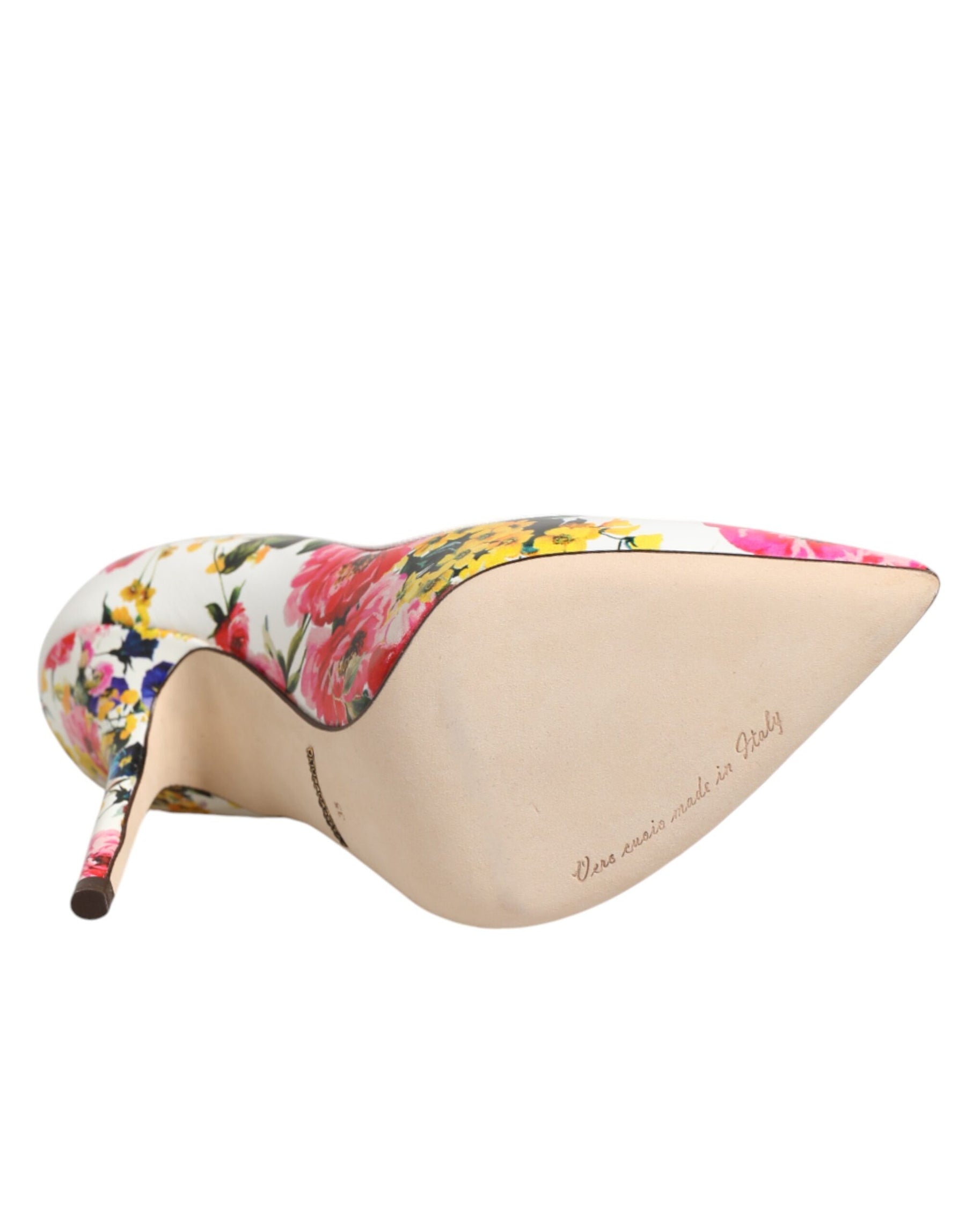 Dolce & Gabbana White Floral Leather High Heels Pumps Shoes | Regal Royce