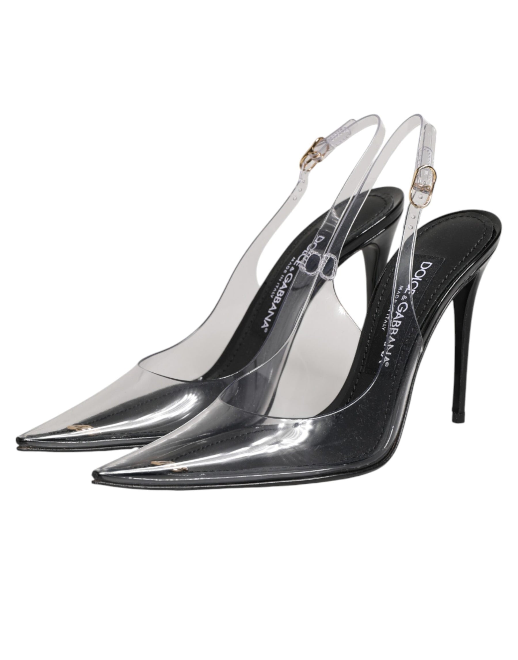 Dolce & Gabbana Black Leather Clear PVC Slingback Pumps Shoes | Regal Royce