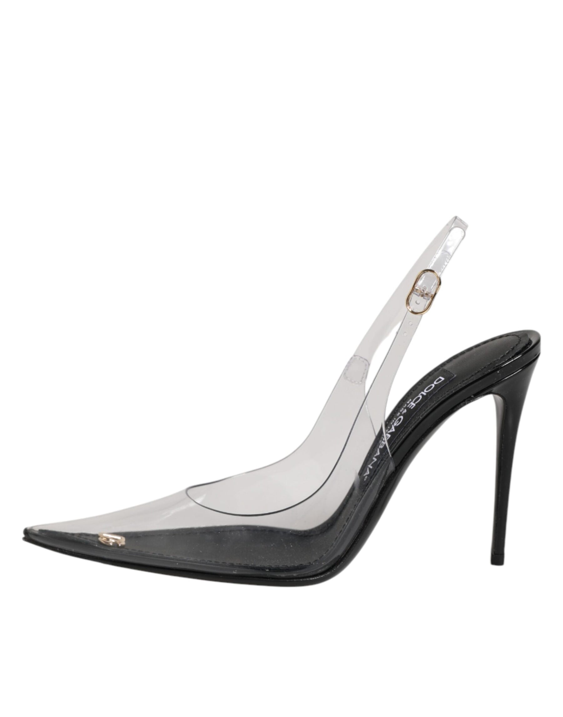 Dolce & Gabbana Black Leather Clear PVC Slingback Pumps Shoes | Regal Royce