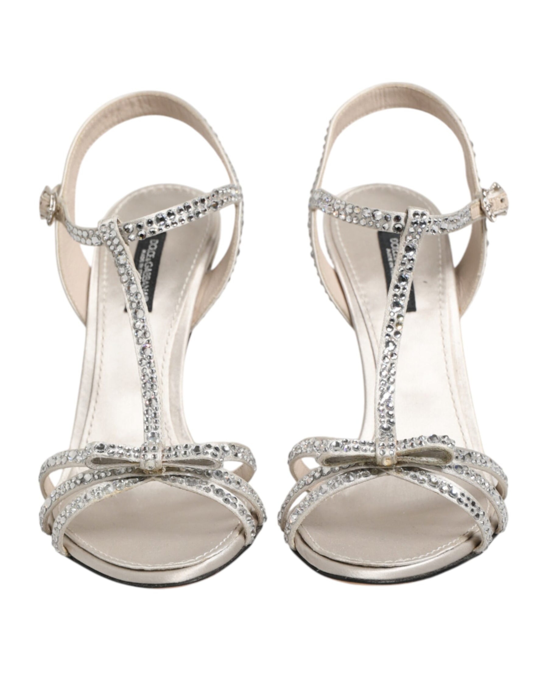 Dolce & Gabbana Silver Strass Ankle Strap Heels Sandals Shoes | Regal Royce