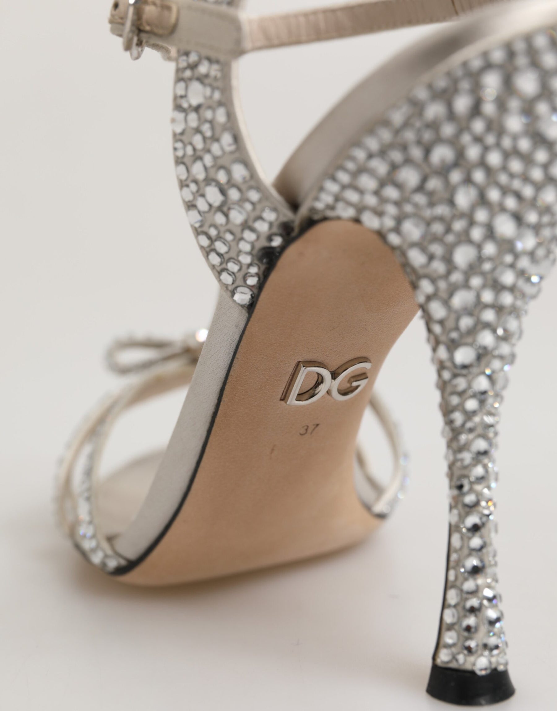 Dolce & Gabbana Silver Strass Ankle Strap Heels Sandals Shoes | Regal Royce