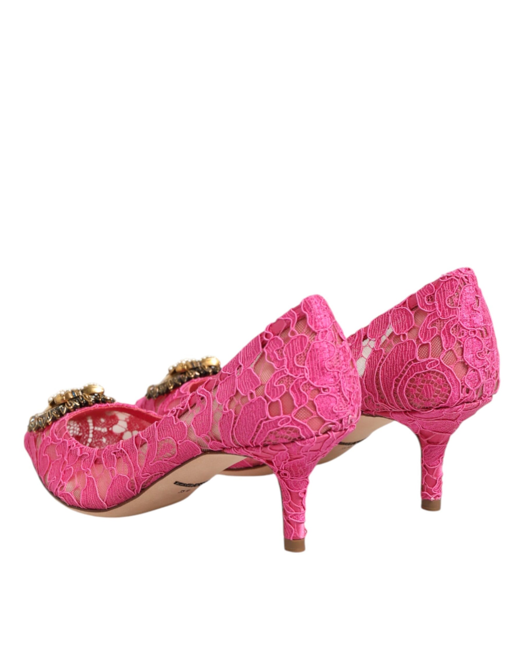 Dolce & Gabbana Pink Taormina Lace DEVOTION Pumps Shoes | Regal Royce
