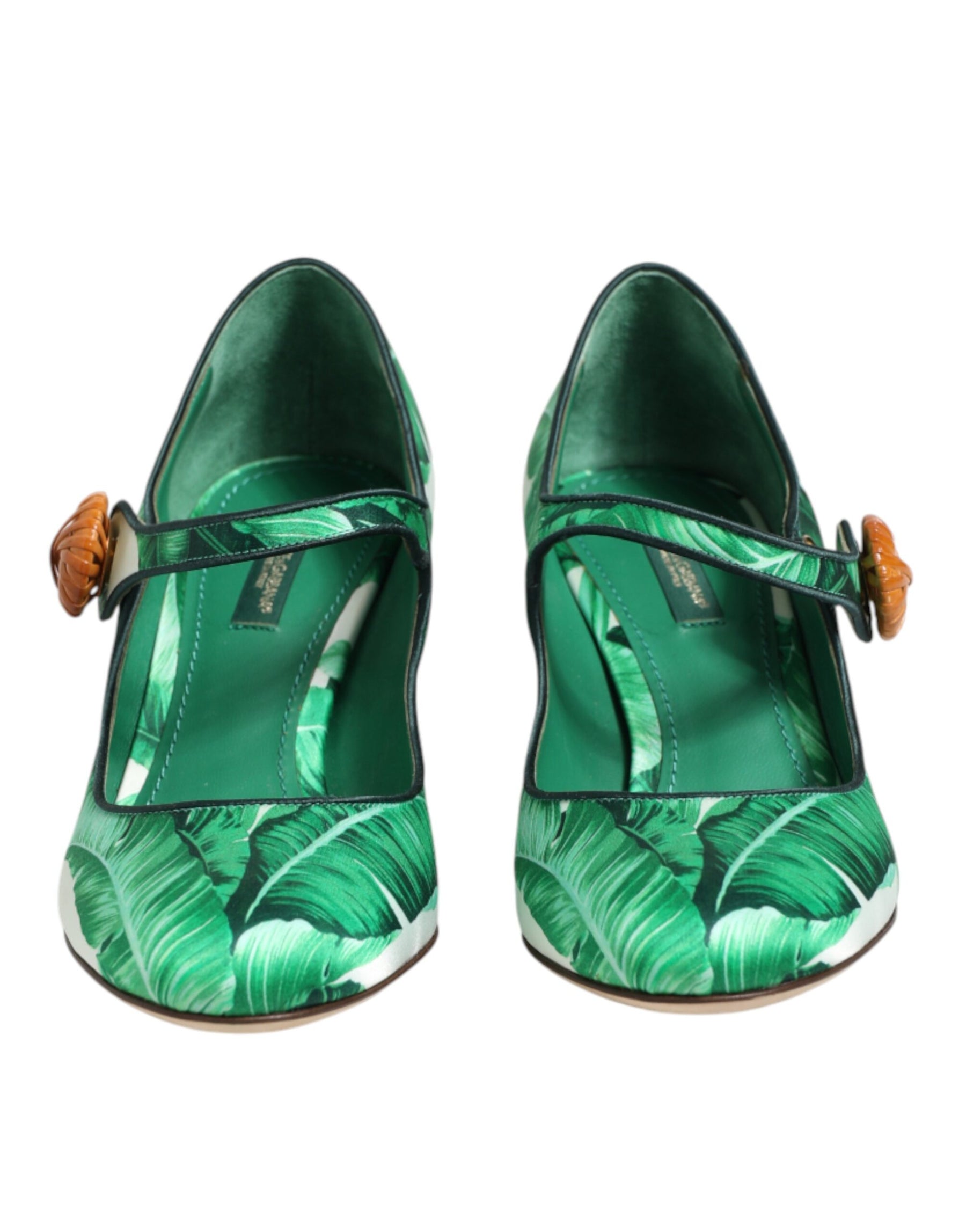 Dolce & Gabbana Green Silk MARY JANES Leaf Sandals Shoes | Regal Royce