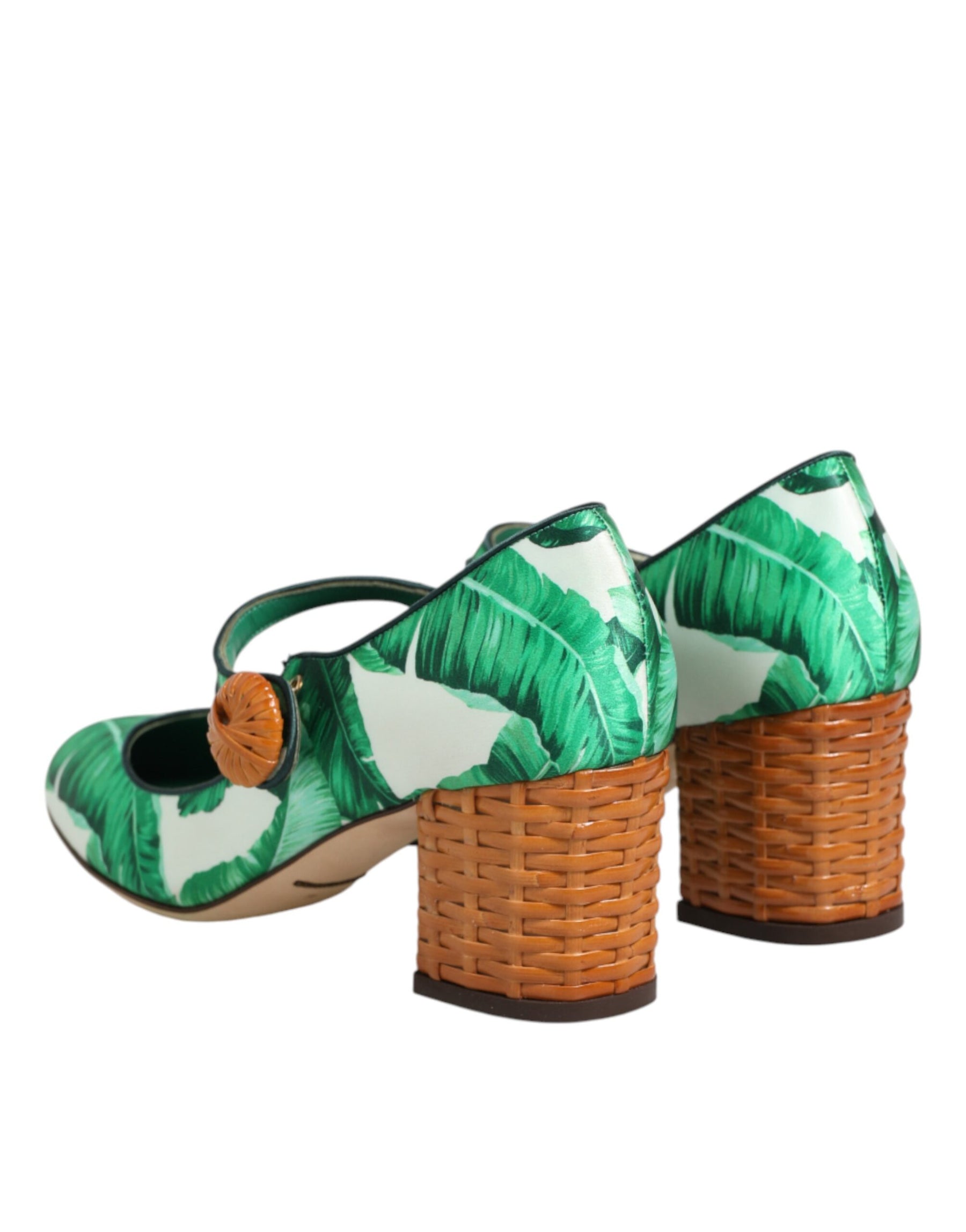 Dolce & Gabbana Green Silk MARY JANES Leaf Sandals Shoes | Regal Royce
