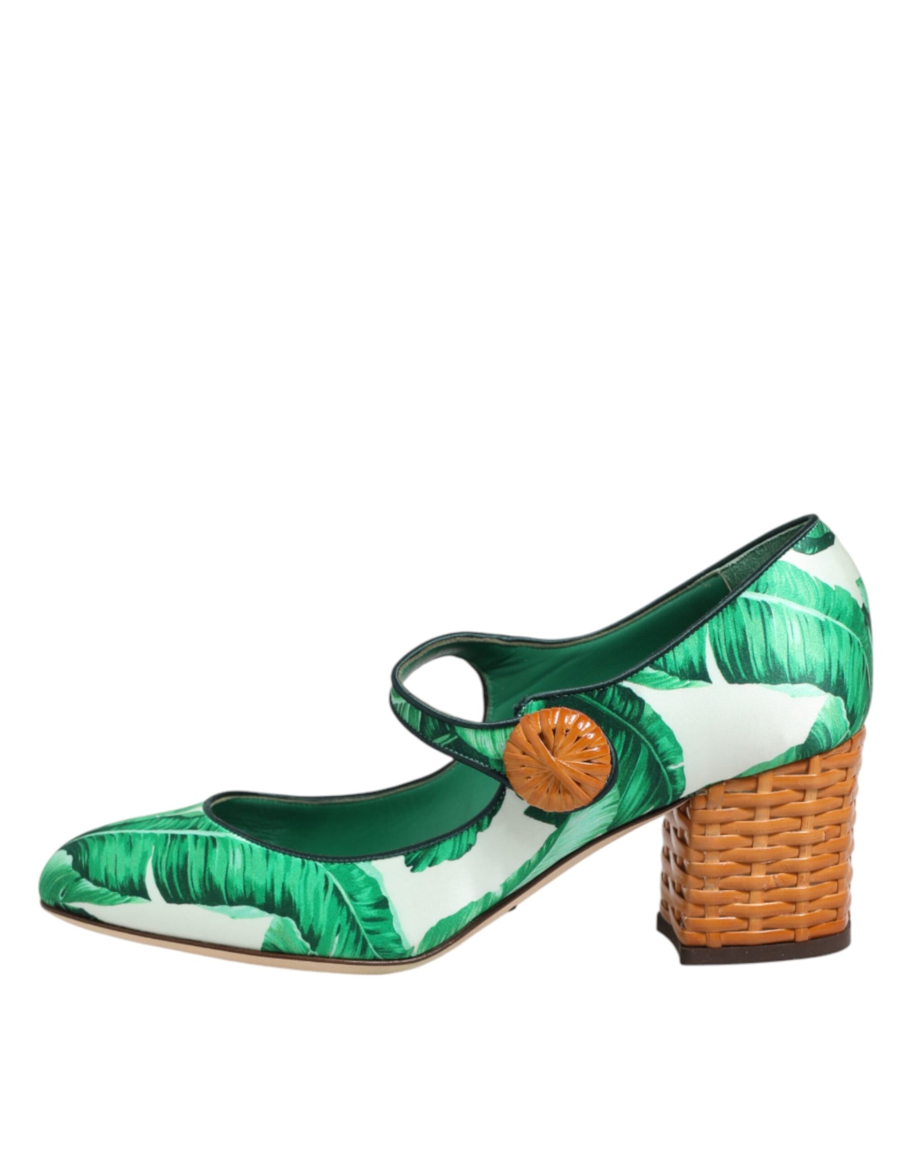 Dolce & Gabbana Green Silk MARY JANES Leaf Sandals Shoes | Regal Royce