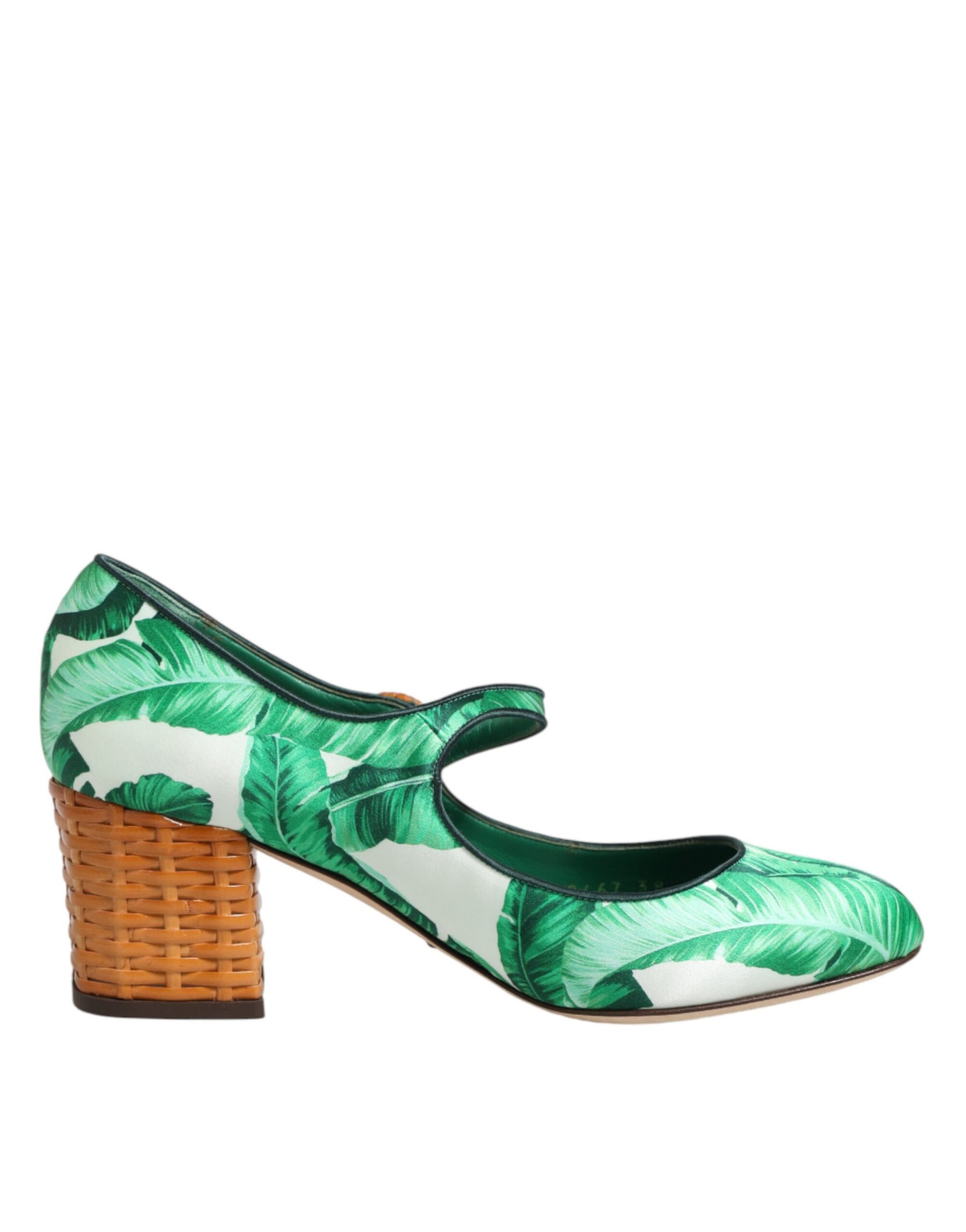 Dolce & Gabbana Green Silk MARY JANES Leaf Sandals Shoes | Regal Royce