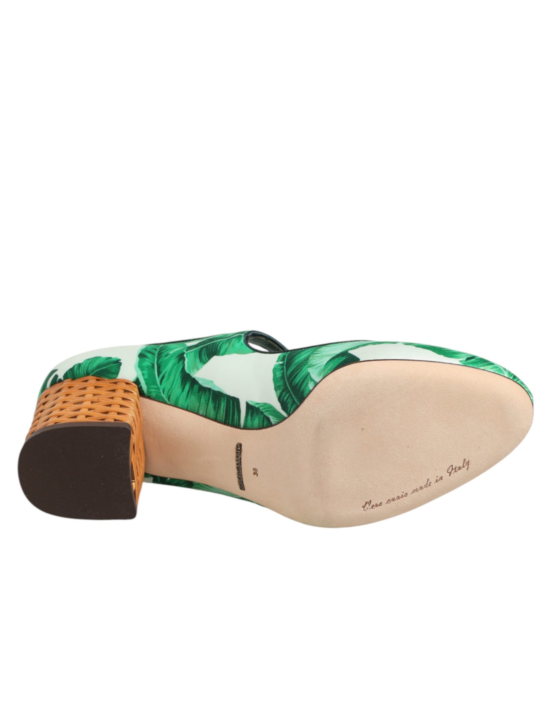 Dolce & Gabbana Green Silk MARY JANES Leaf Sandals Shoes | Regal Royce