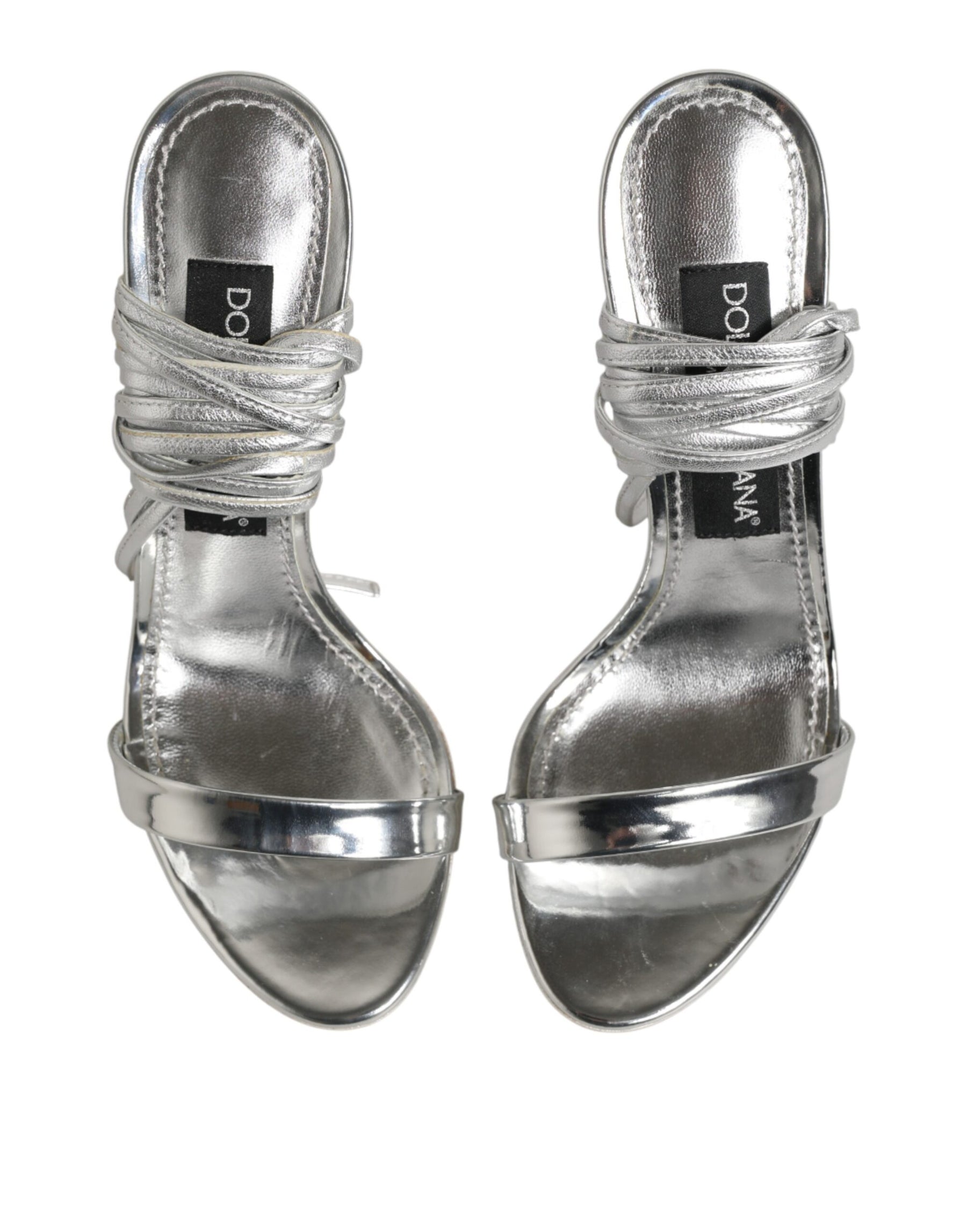 Dolce & Gabbana Silver Strappy High Heels Sandals Shoes | Regal Royce