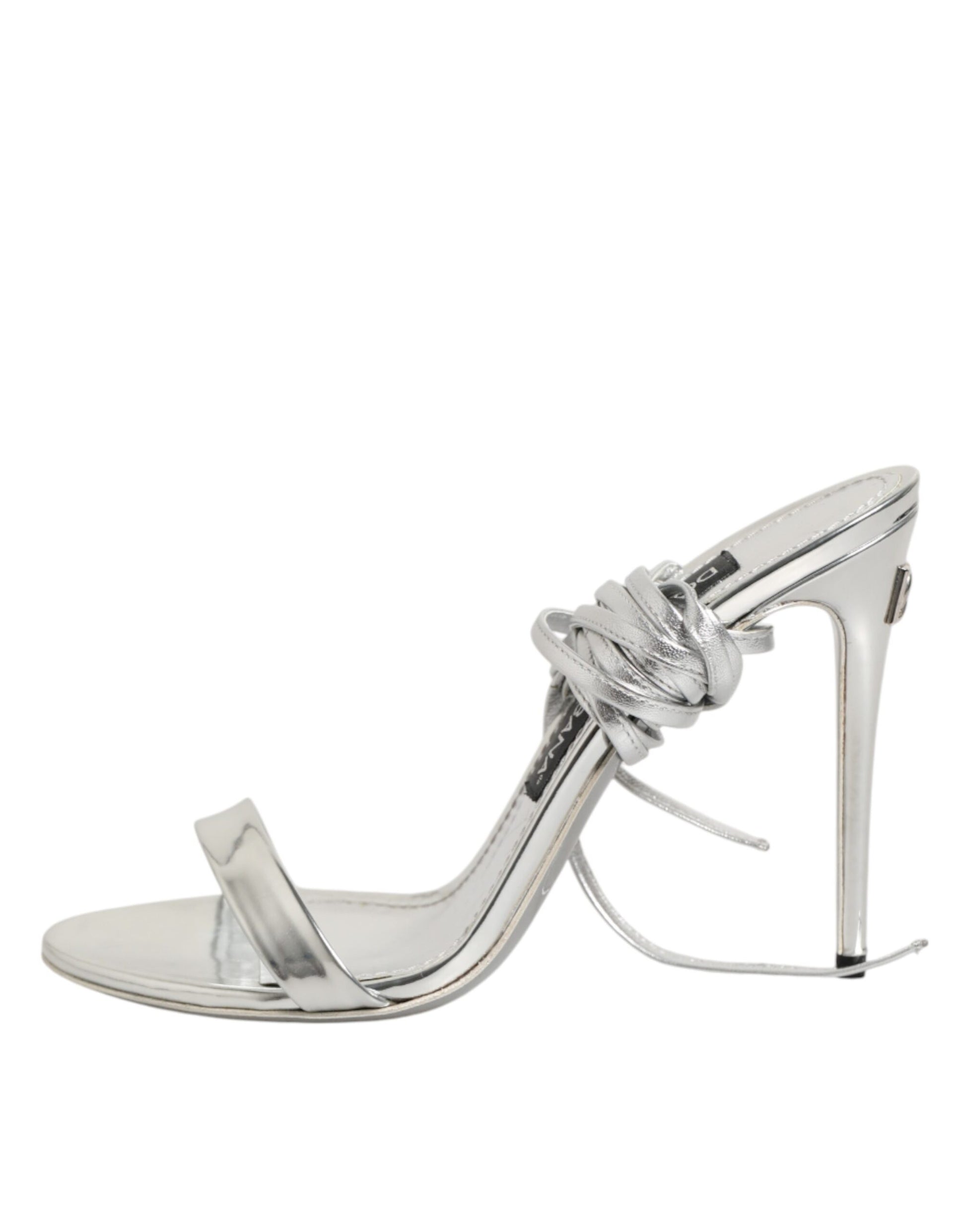 Dolce & Gabbana Silver Strappy High Heels Sandals Shoes