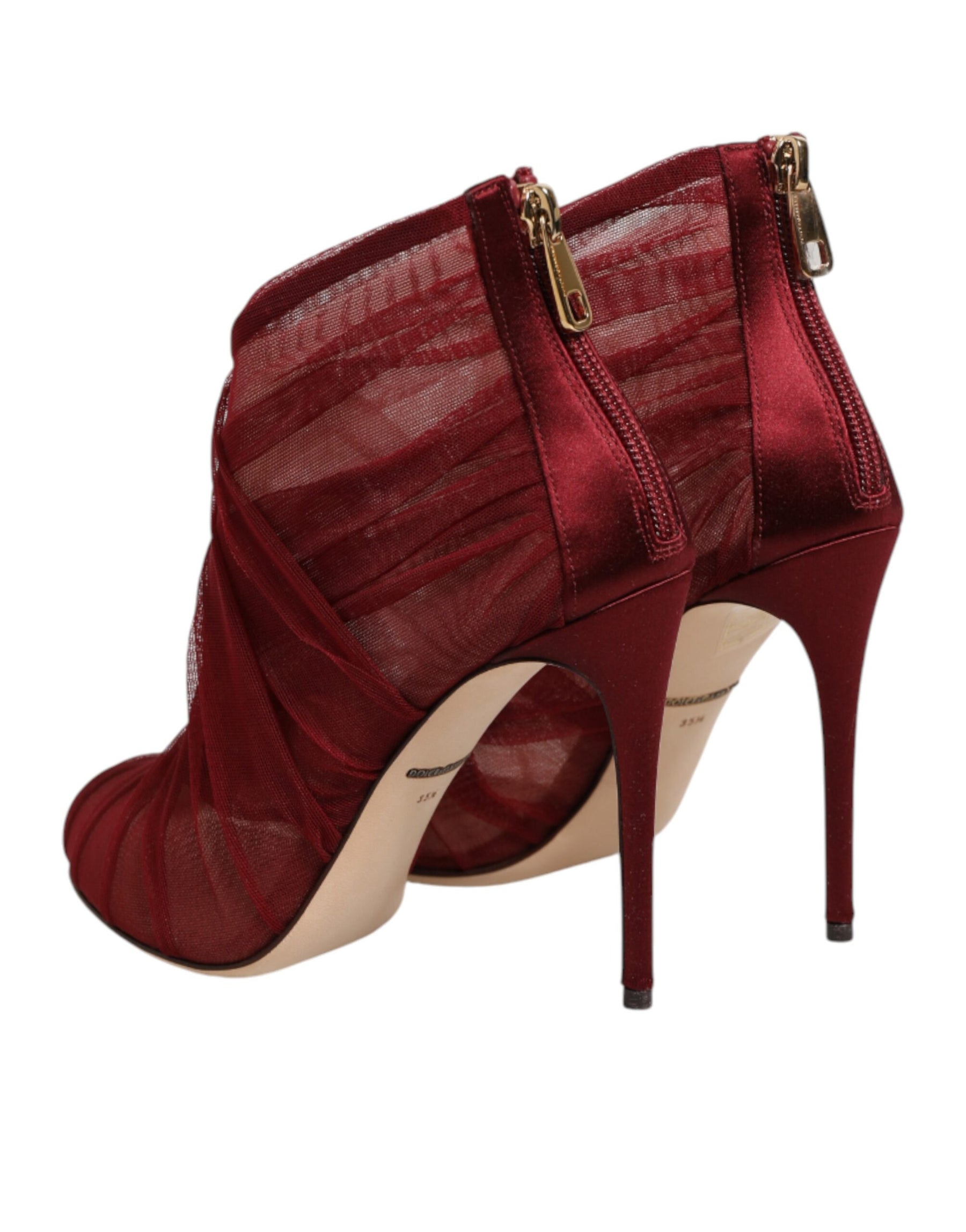 Dolce & Gabbana Red Tulle Ankle Boots Stiletto Heels Shoes | Regal Royce