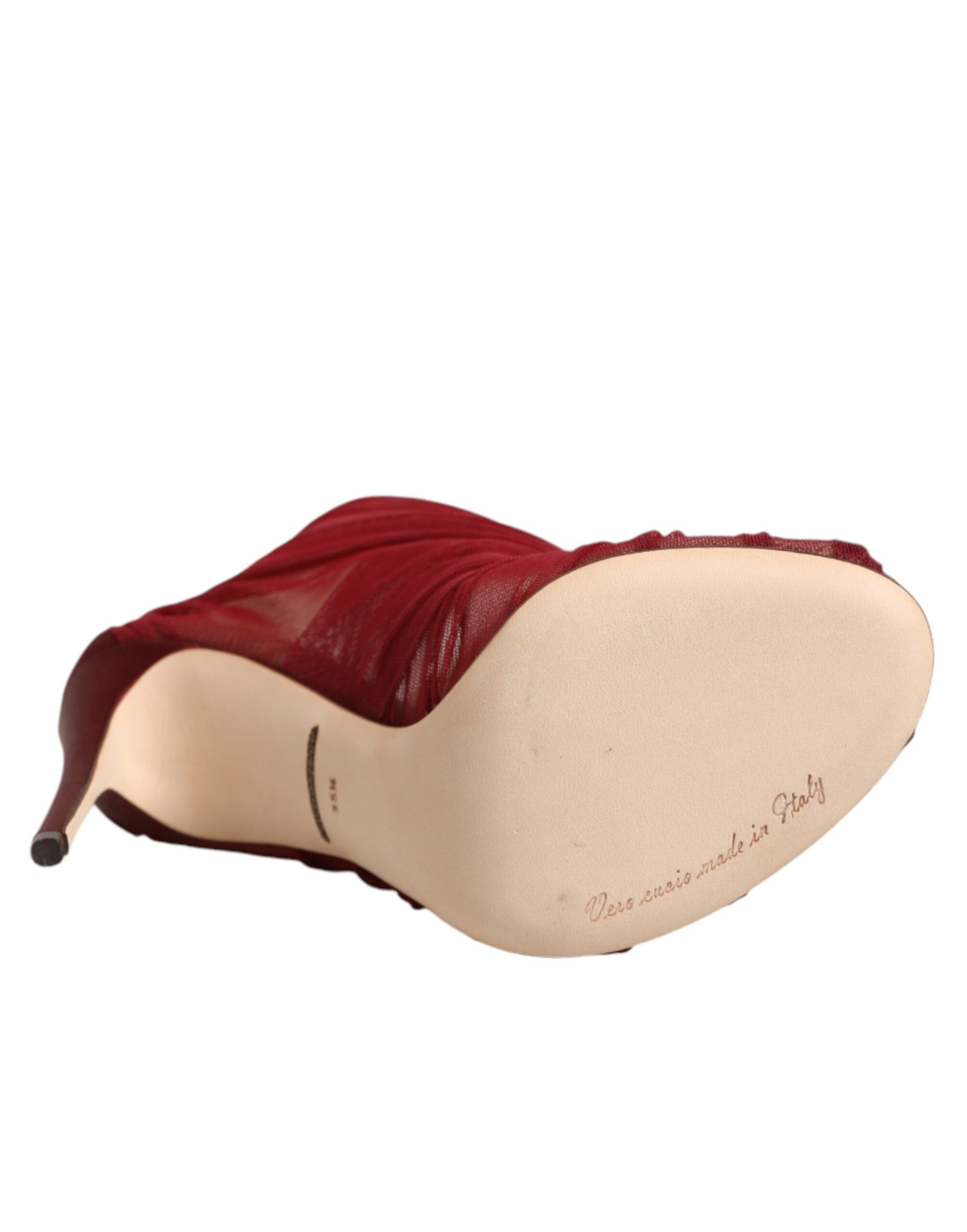 Dolce & Gabbana Red Tulle Ankle Boots Stiletto Heels Shoes | Regal Royce