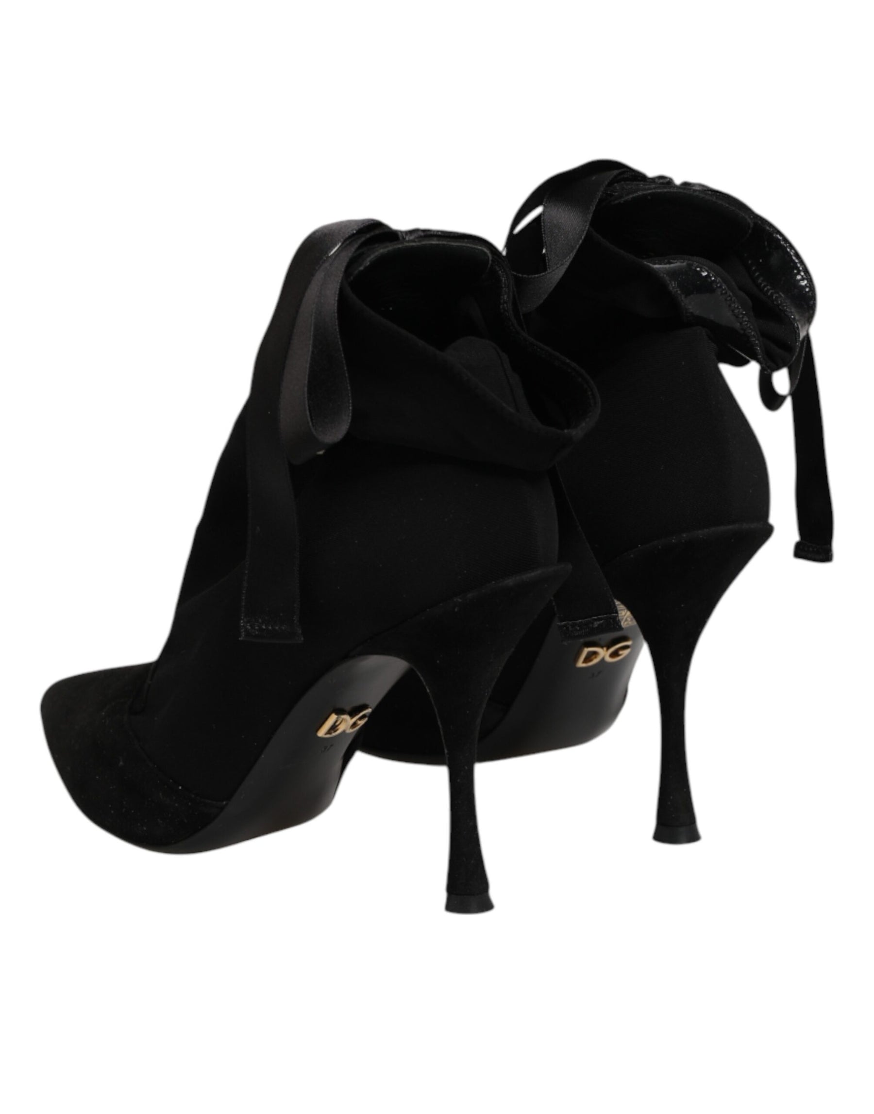 Dolce & Gabbana Black Stiletto Heels Lace Up Boots Shoes | Regal Royce
