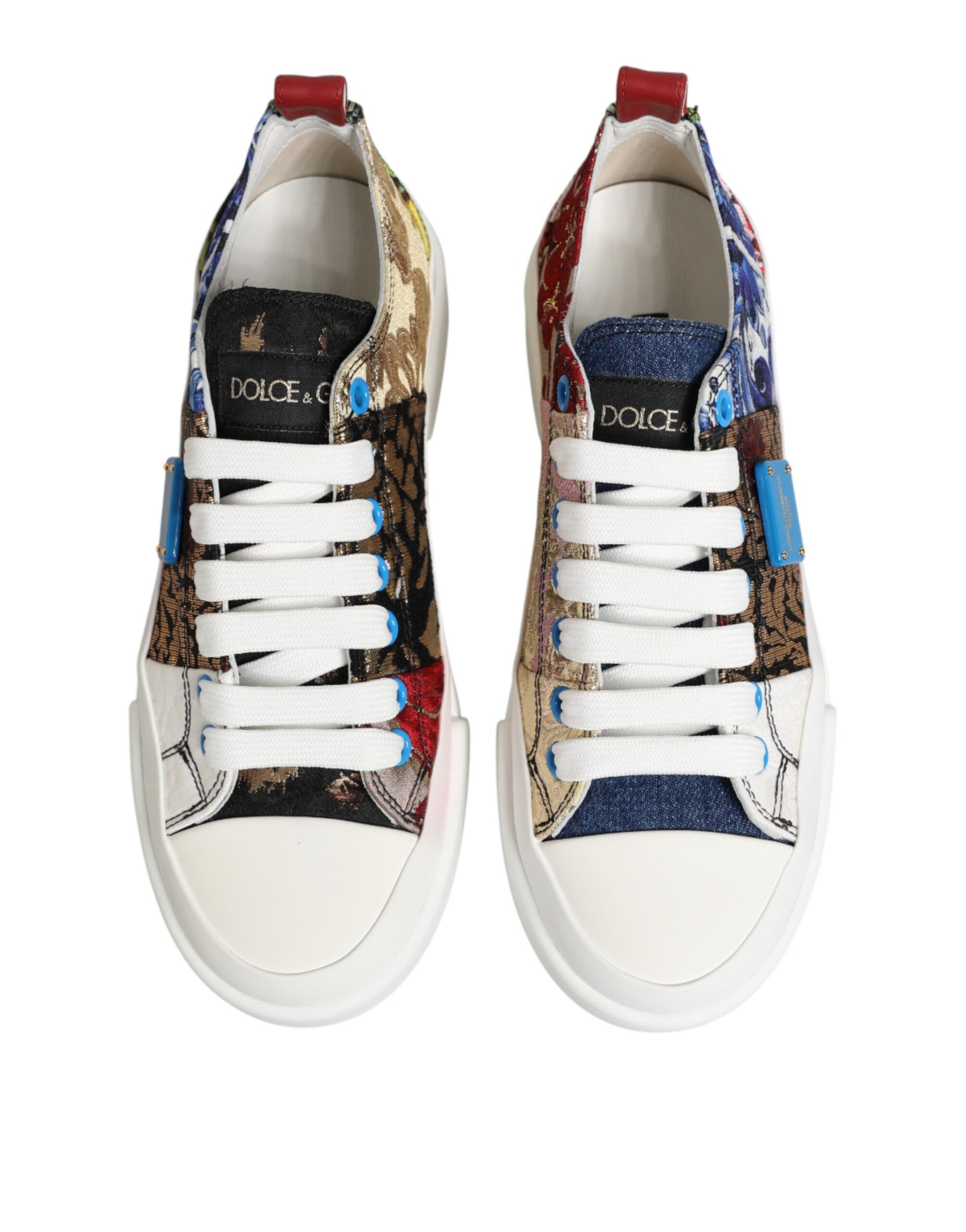 Dolce & Gabbana Multicolor Patchwork Low Top Sneakers Shoes | Regal Royce
