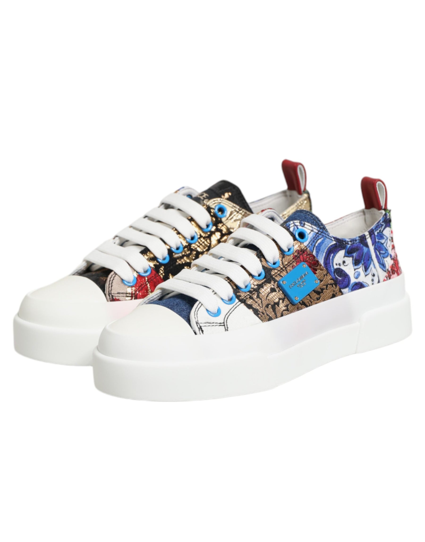 Dolce & Gabbana Multicolor Patchwork Low Top Sneakers Shoes | Regal Royce