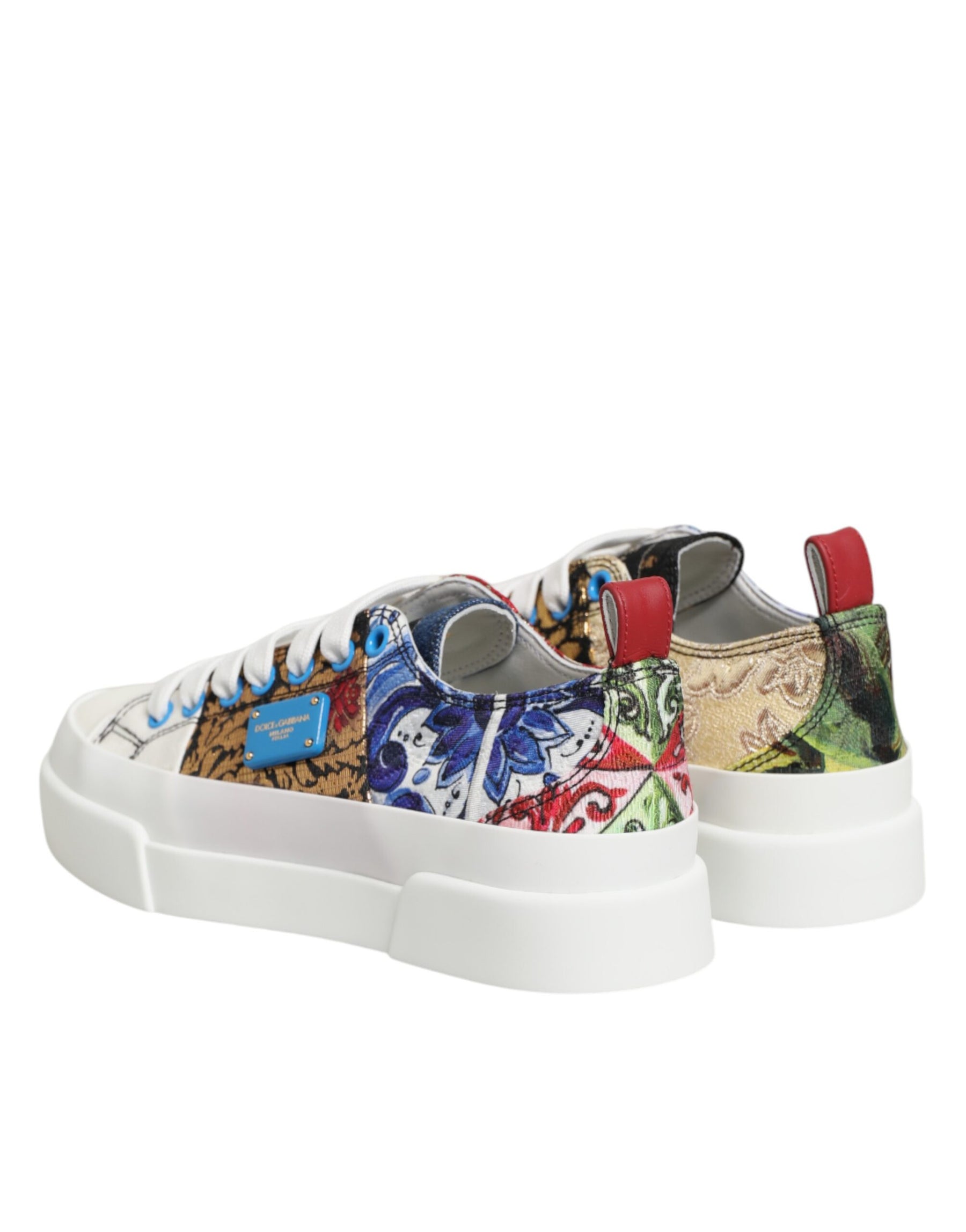 Dolce & Gabbana Multicolor Patchwork Low Top Sneakers Shoes | Regal Royce