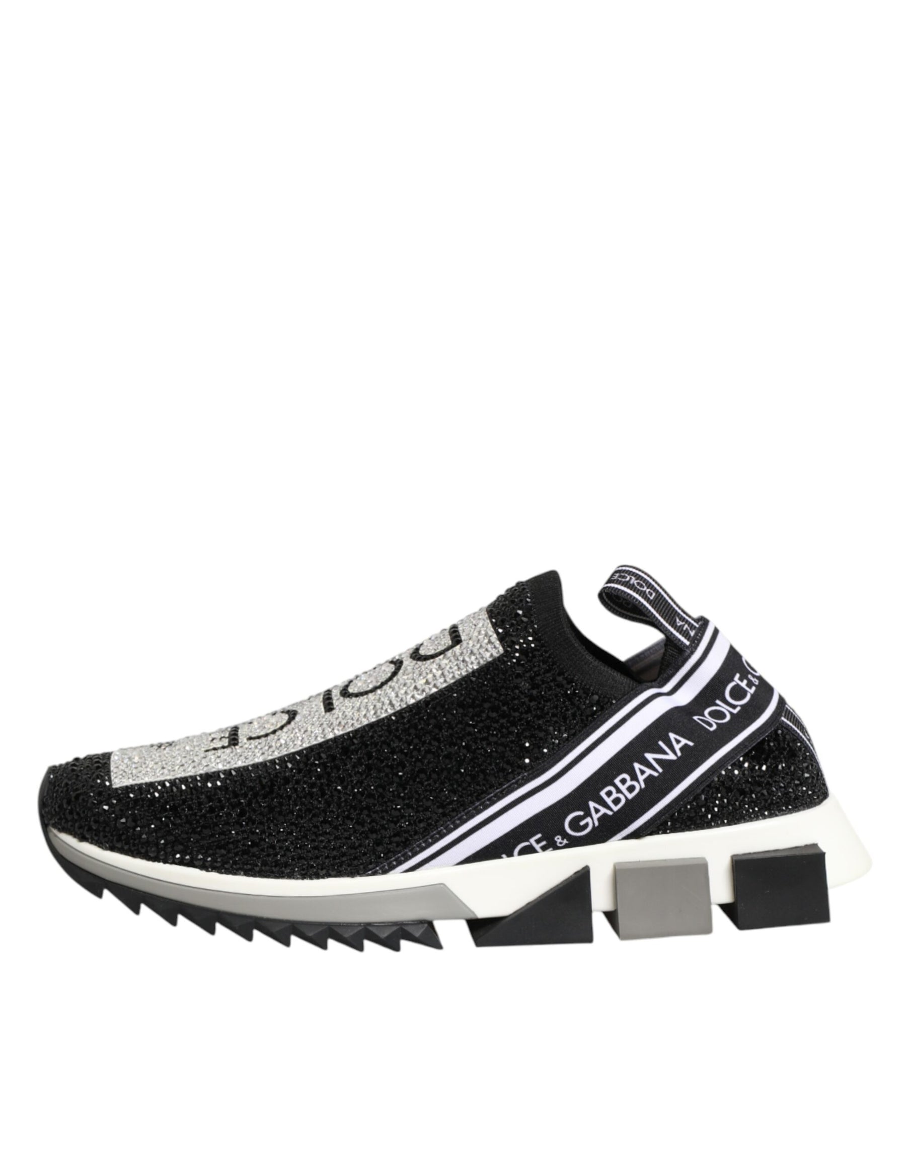 Dolce & Gabbana Black Silver Slip On Sorrento Sneakers Shoes | Regal Royce