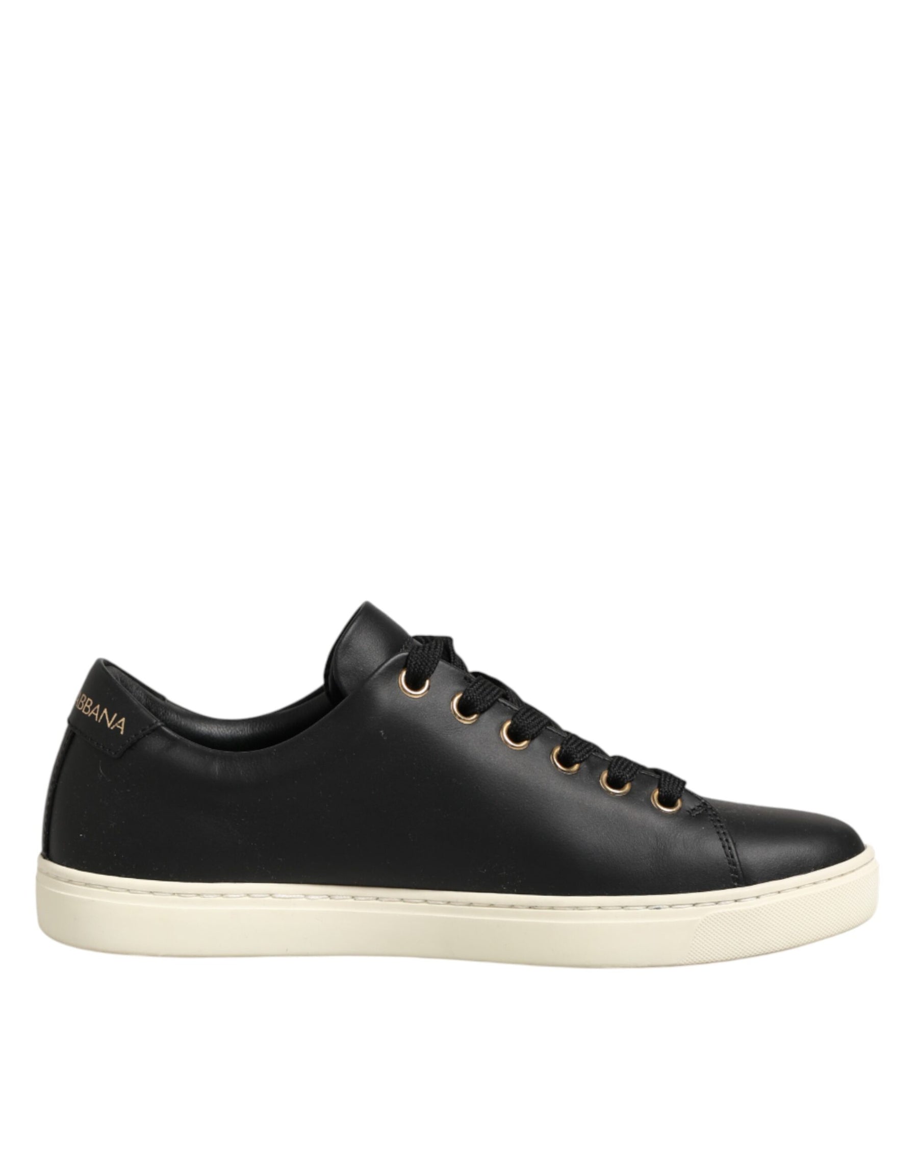 Dolce & Gabbana Black Leather Sacred Heart Sneakers Shoes | Regal Royce
