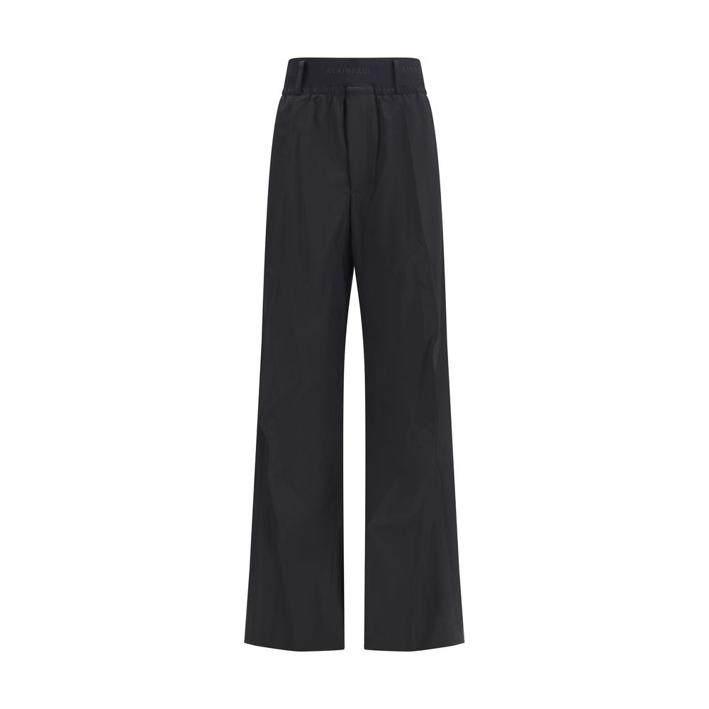 ALAINPAUL Black Fleece Wool Casual Pants | Regal Royce