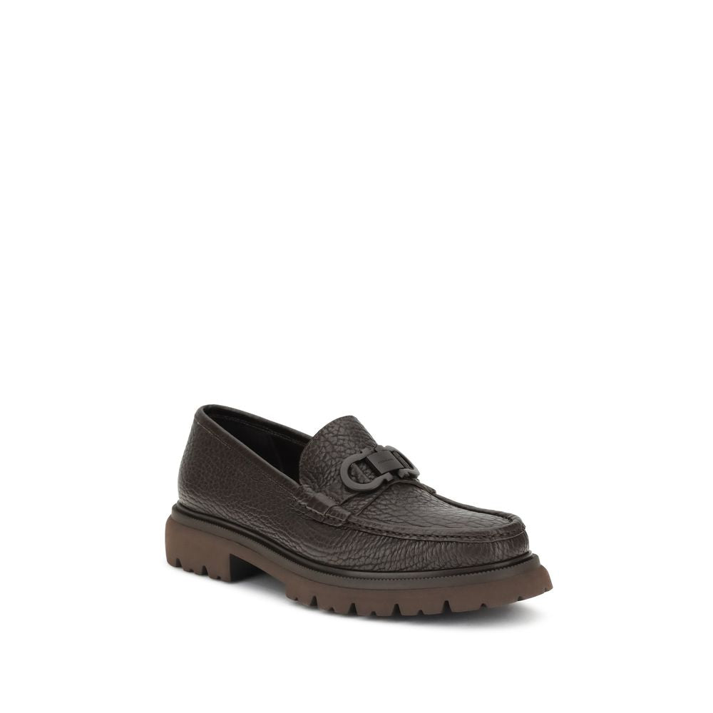 Ferragamo Brown Calf Leather Bos Taurus Slip-On Loafers | Regal Royce