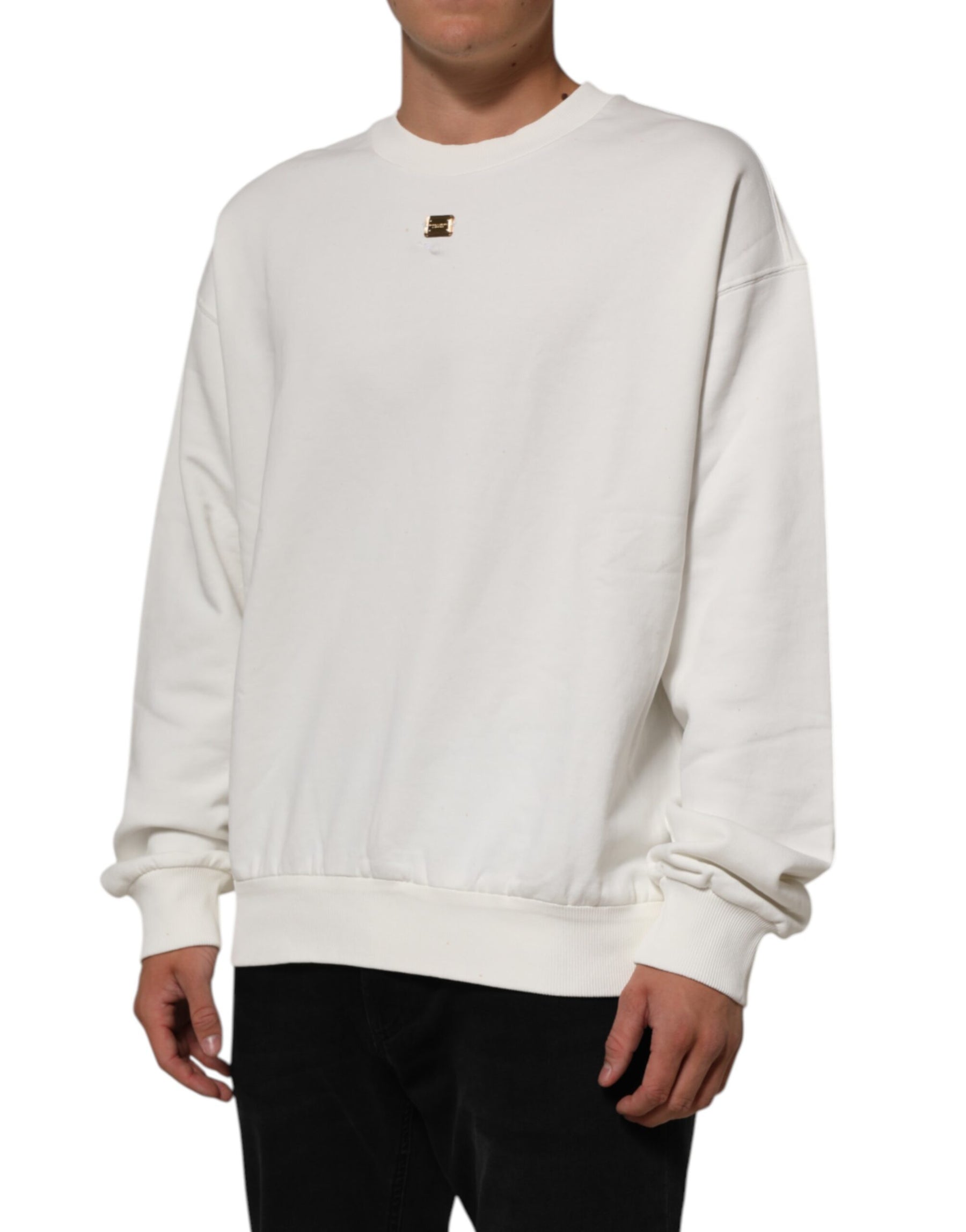 Dolce & Gabbana White DG Logo Crew Neck Sweatshirt Sweater | Regal Royce